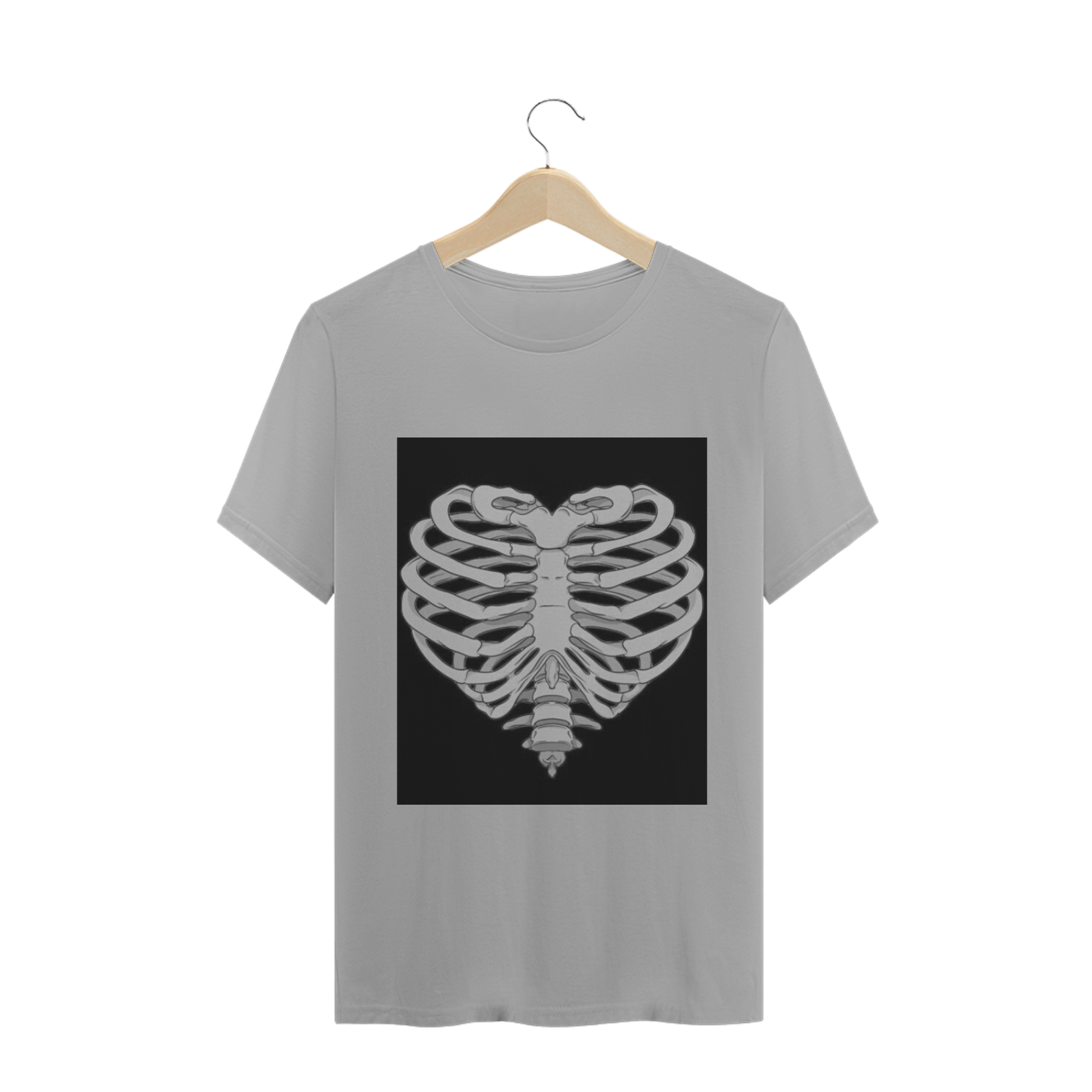 Nome do produto  Camiseta com coração cinza