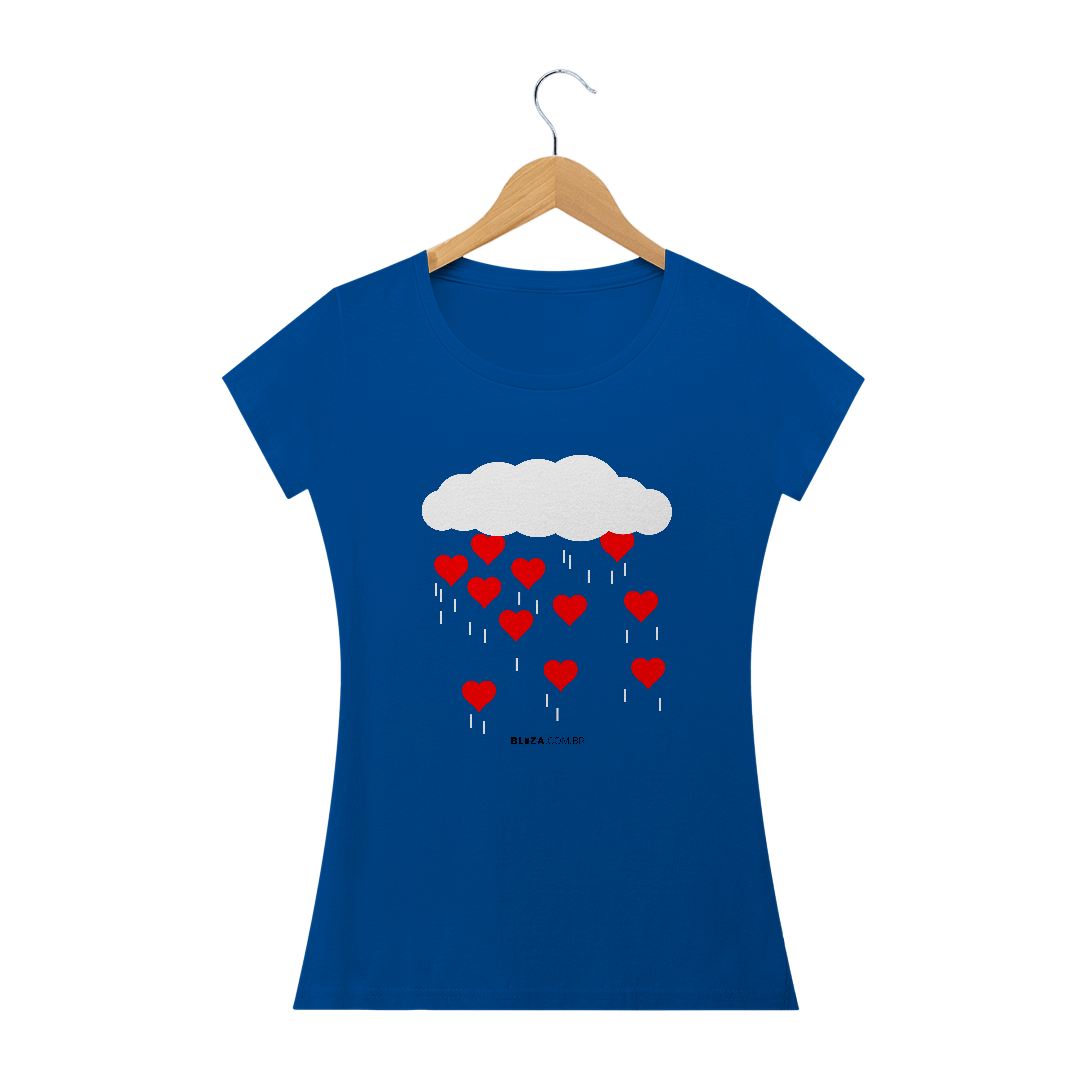 Nome do produto  Chuva de Corações, Camiseta Feminina, Bluza.com.br