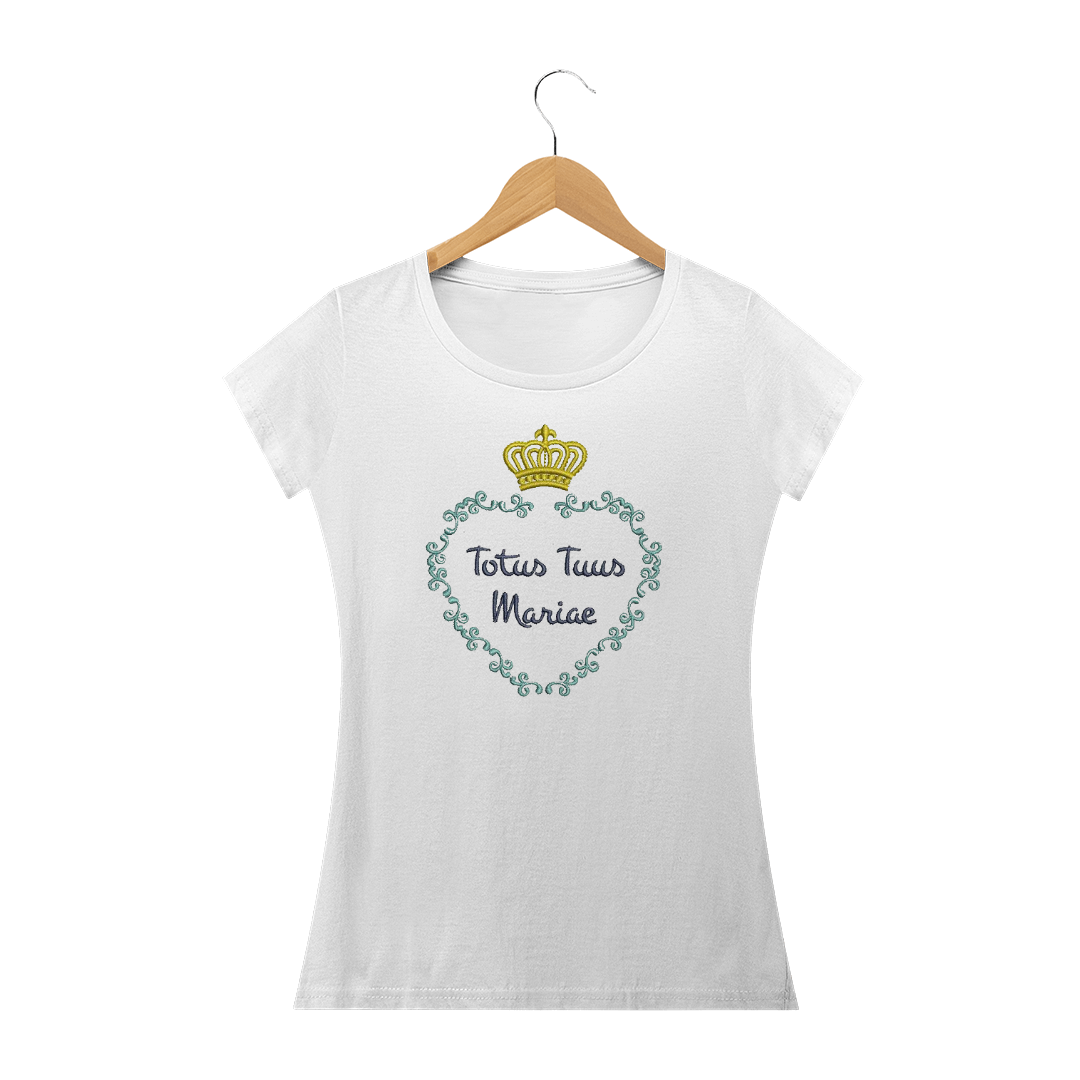 Nome do produto  Camisa Baby Look - Totus Tuus Mariae