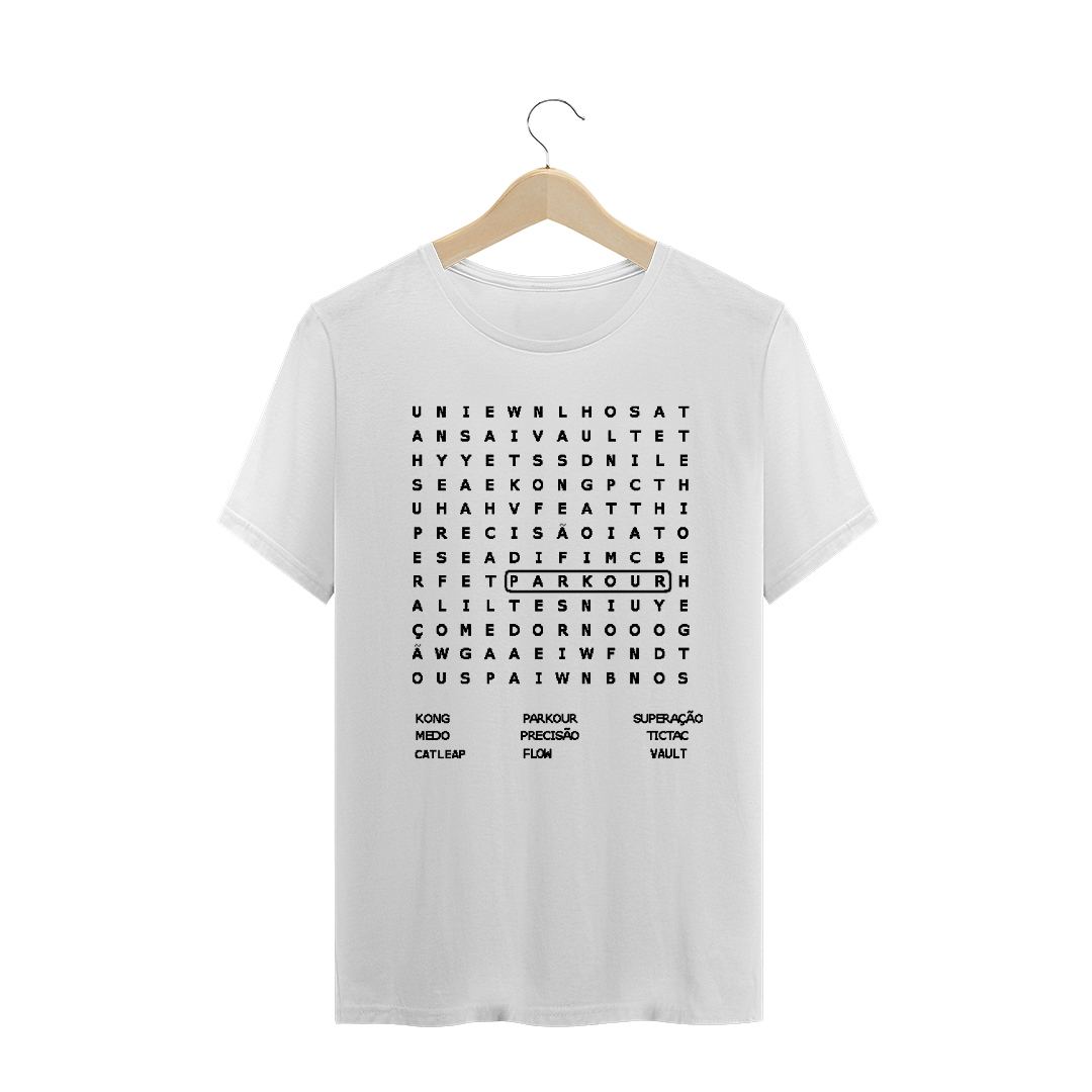 Nome do produto  Camisa Masculina - Caça Palavra Parkour 1