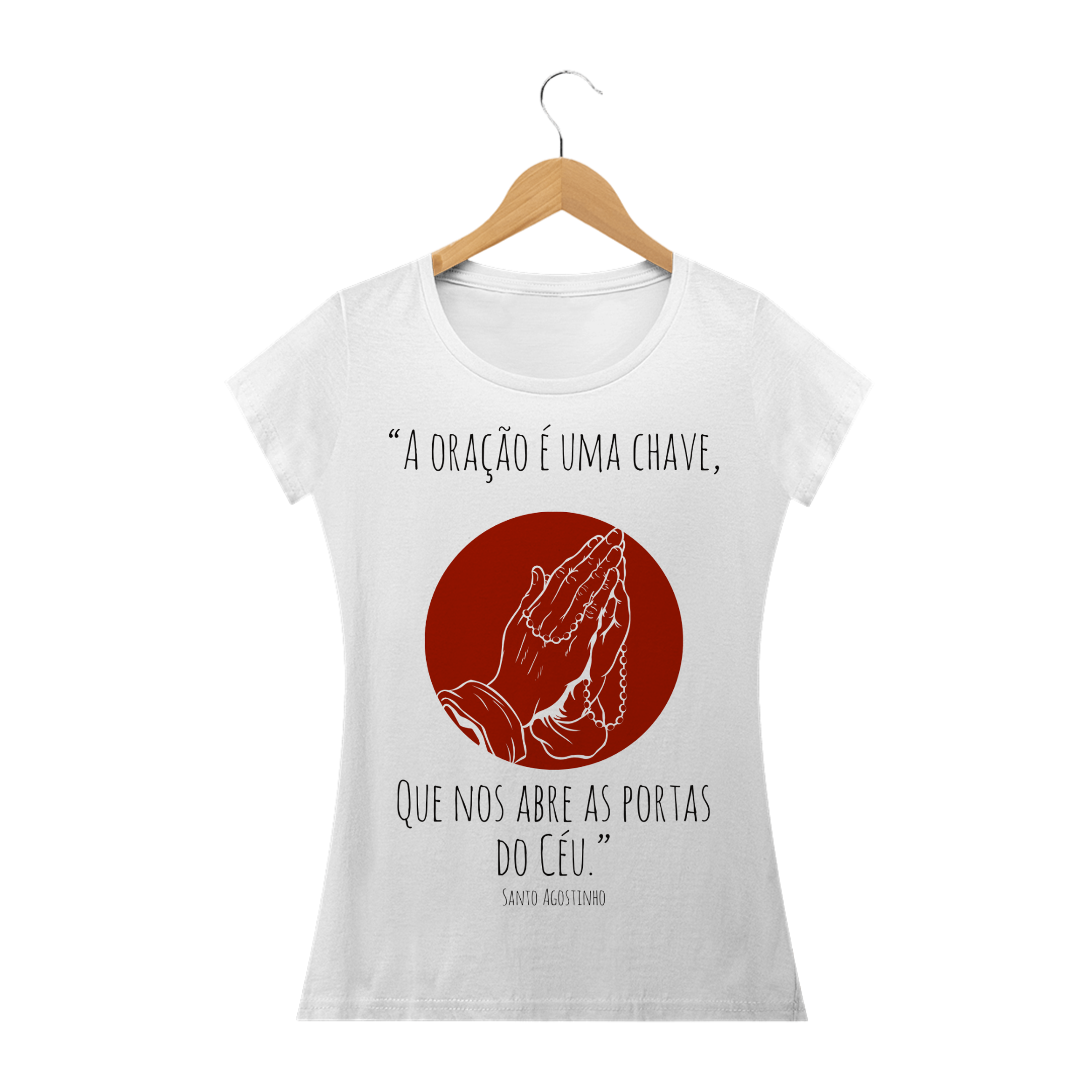 Nome do produto  Camiseta “A oração” (Santo Agostinho) - Branca - Feminina