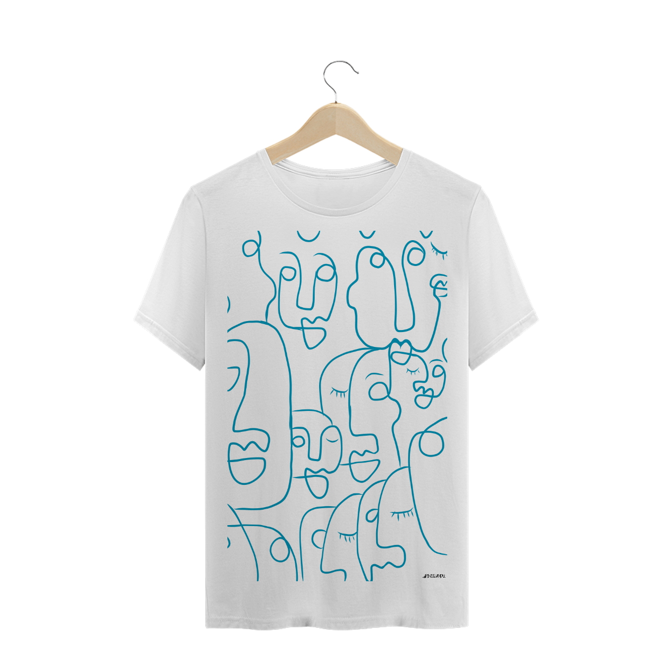 Nome do produto  Camiseta branca estampa rostos line Pincelandu
