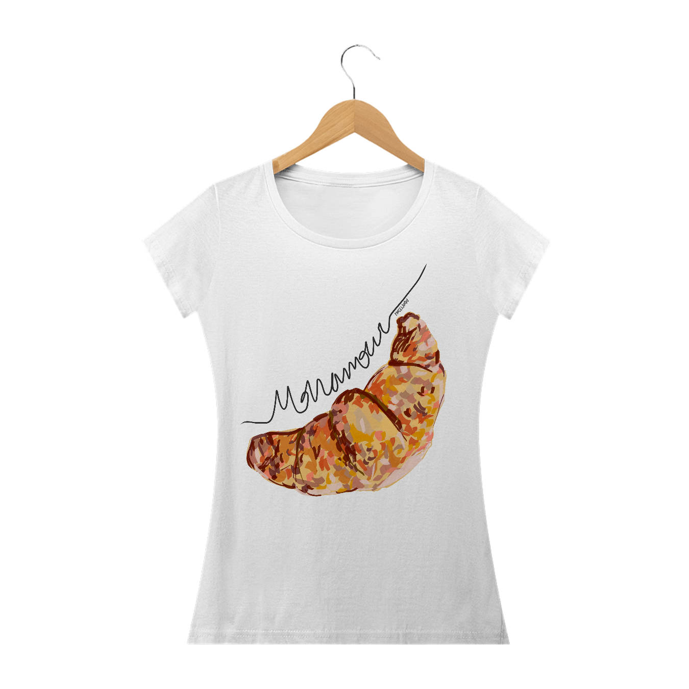 Nome do produto  camiseta feminina arte pintura croissant Pincelandu
