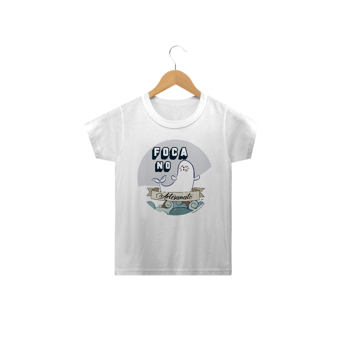 Nome do produto: Camiseta Infantil - Foca no artesanato