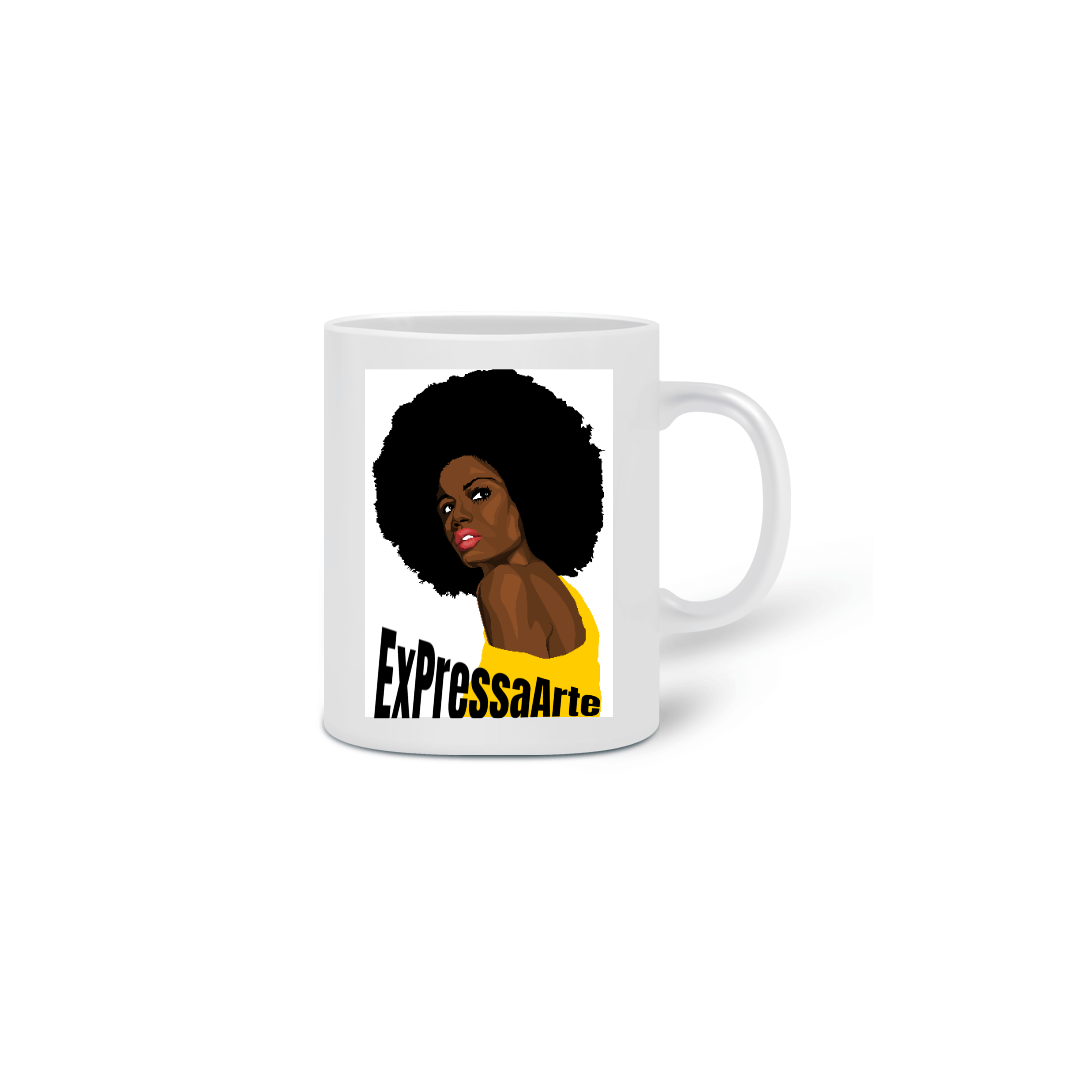 Nome do produto  caneca mulher negra olhano para tras