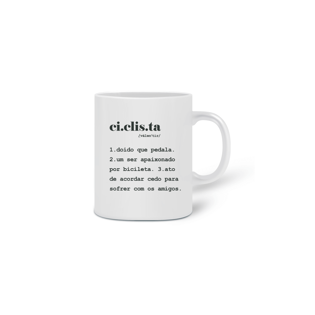 Nome do produto  Caneca de Cerâmica Branca Definição de Ciclista