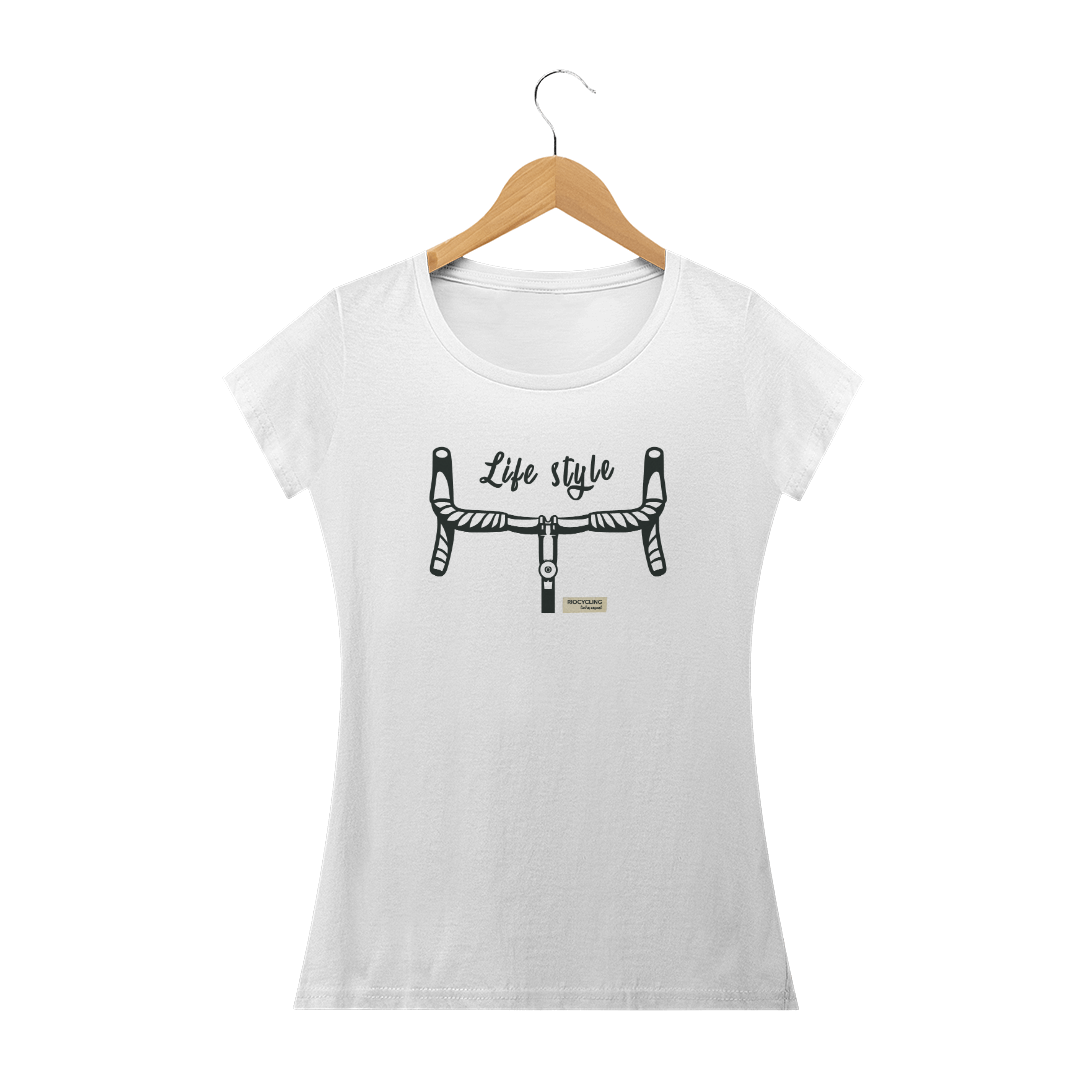 Nome do produto  Camiseta Feminina Branca Bike LifeStyle em preto