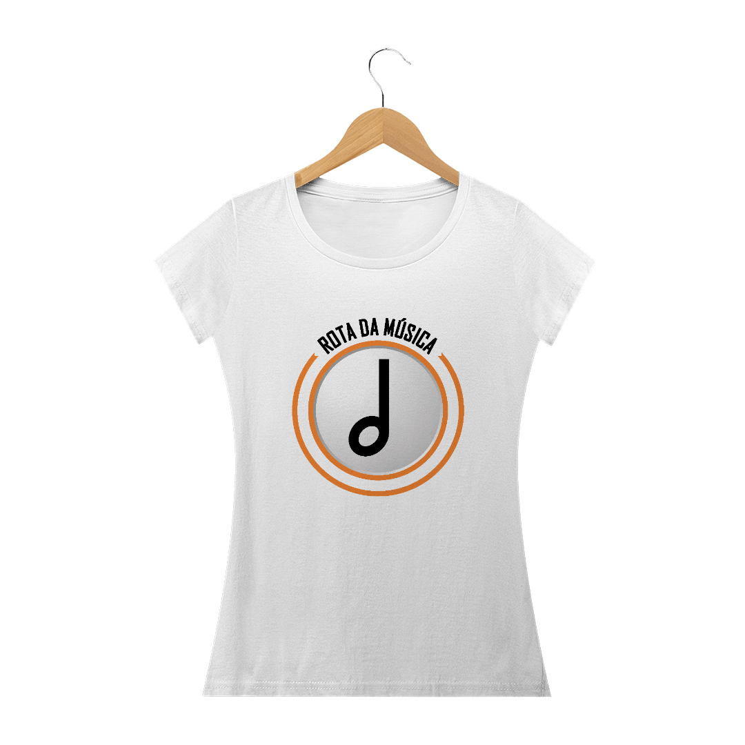 Nome do produto  Baby Look logo Rota da Música - branca.