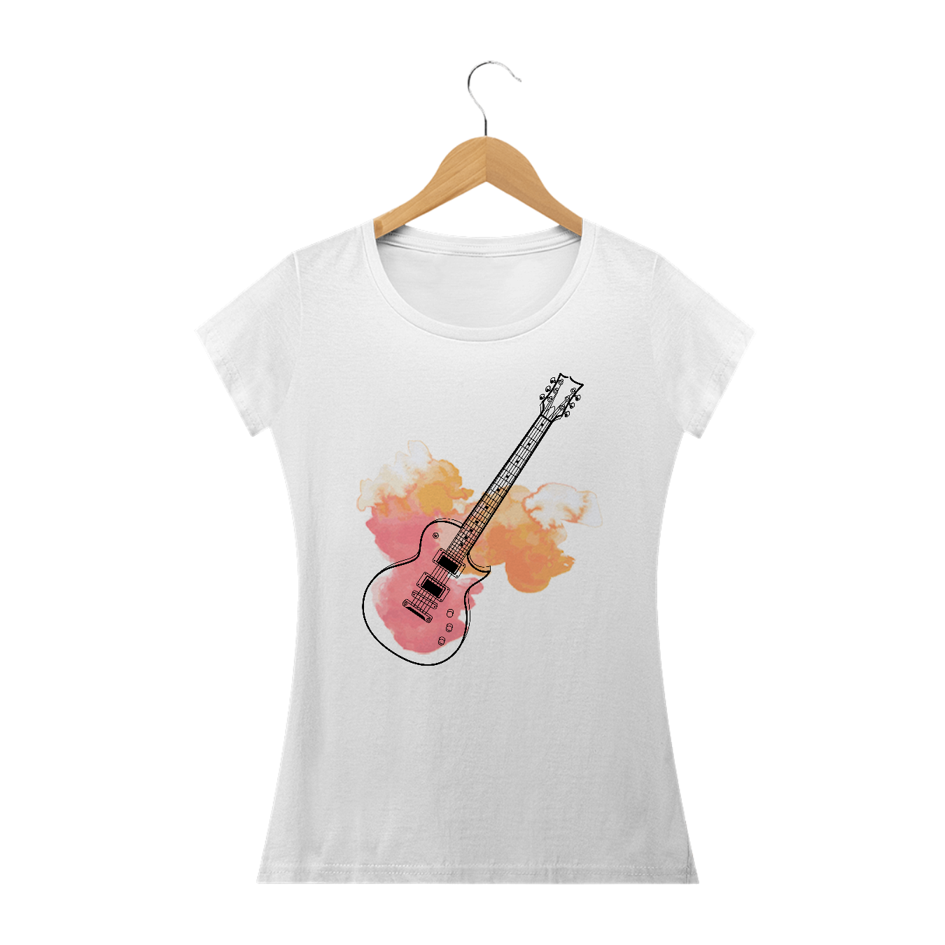 Nome do produto  Baby Look Guitar Play - branca, azul royal, vermelha, verde, amarela.