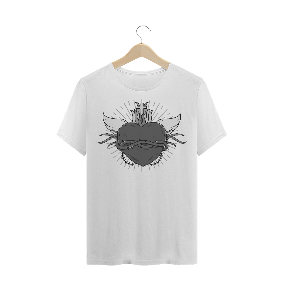 Nome do produto  Camiseta - Sagrado Coração de Jesus (P&B)