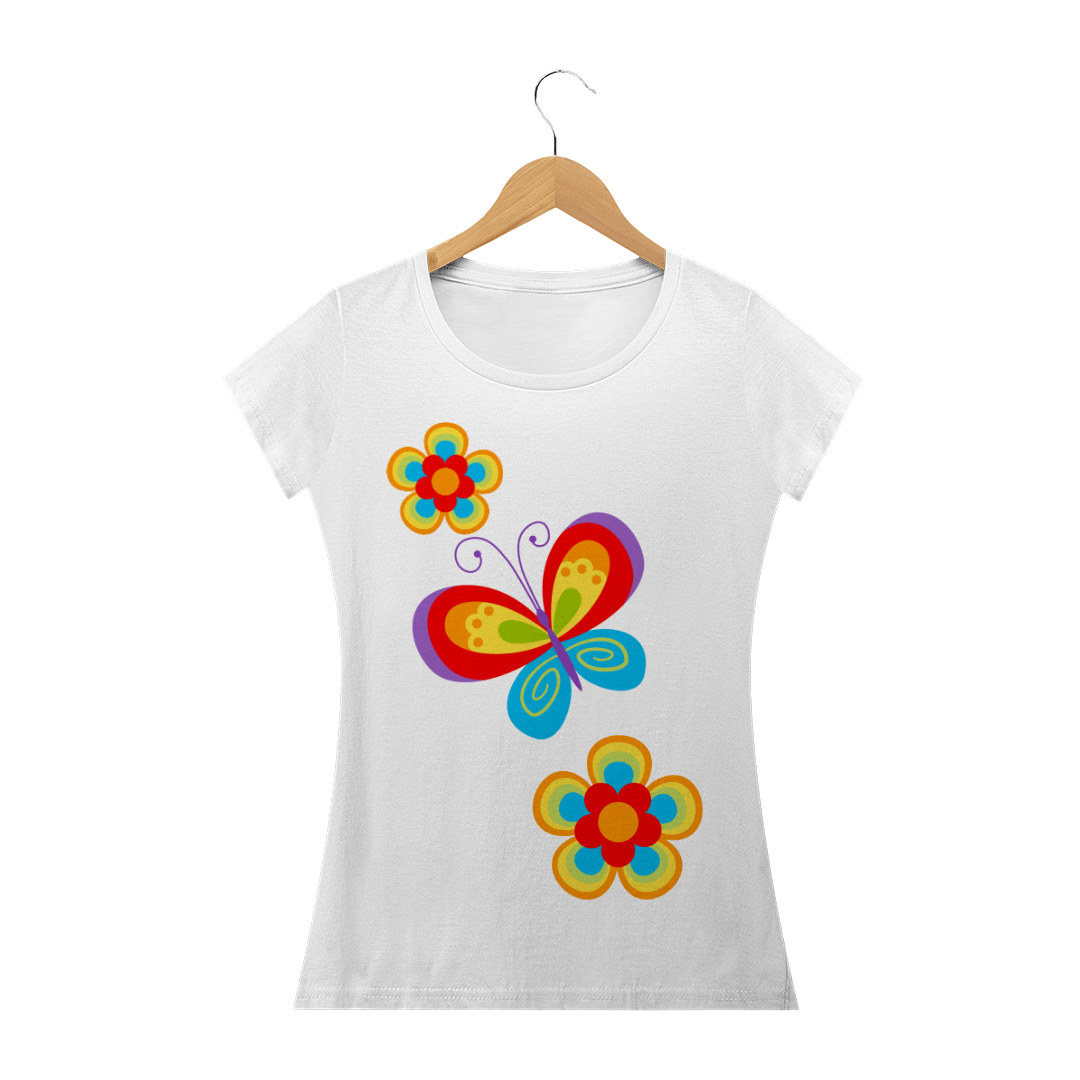 Nome do produto  Camiseta feminina Jardim de BORBOLETAS