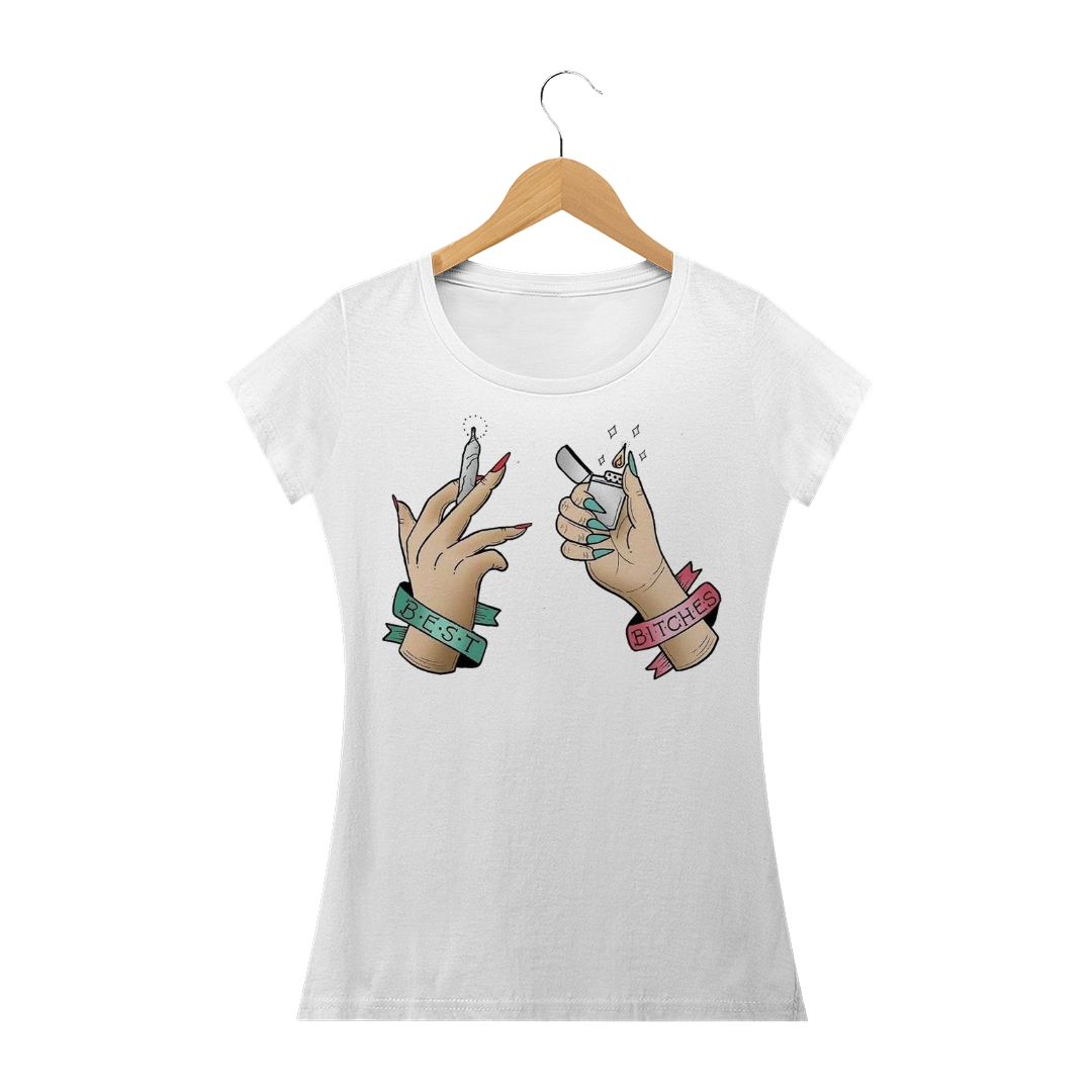 Nome do produto  Camiseta Best Bitches (VERDE, BRANCA E LARANJA)