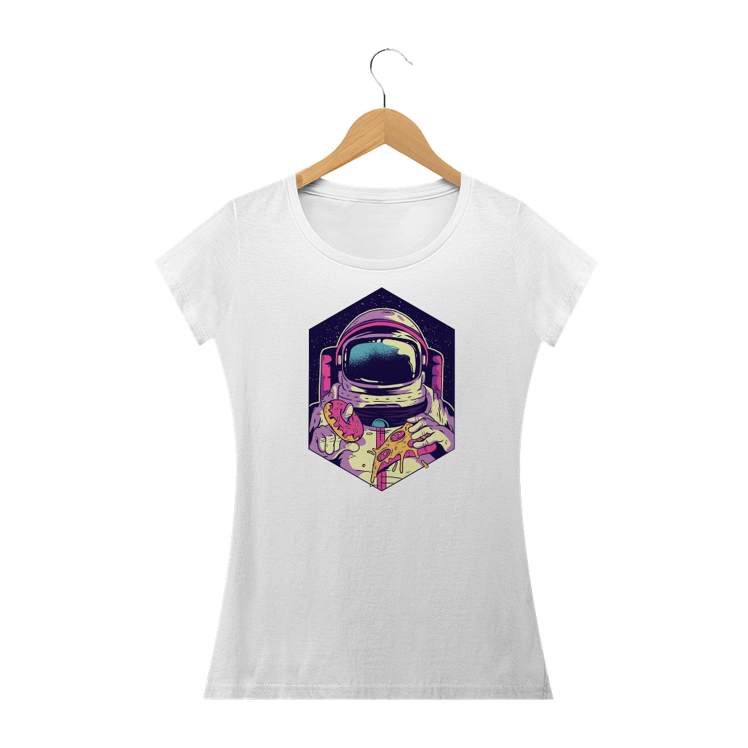 Nome do produto  Astronauta Comendo Pizza e Rosquinha - Baby Long - Feminina