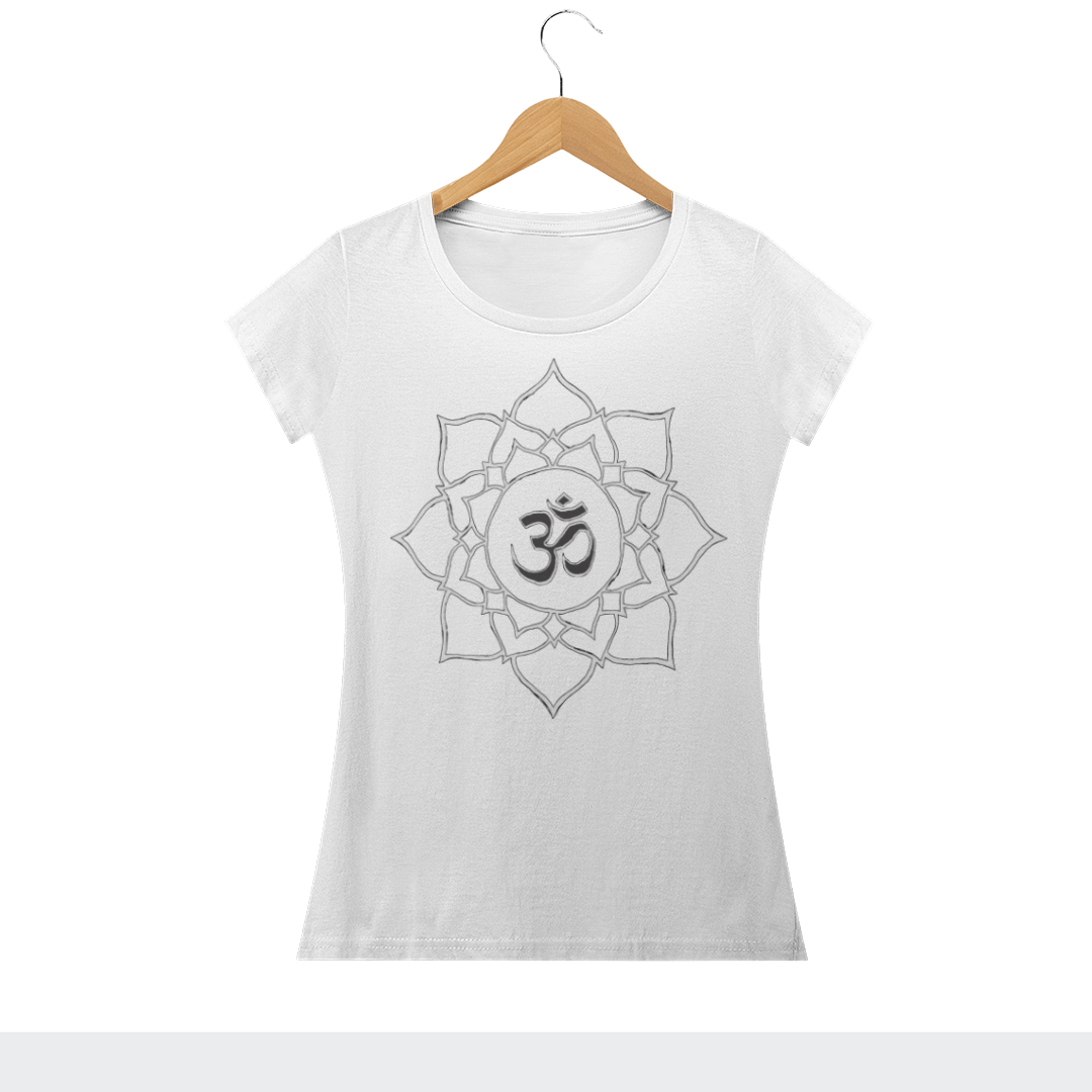 Nome do produto  Baby Look Desenho Flor de Lótus com Símbolo OM 