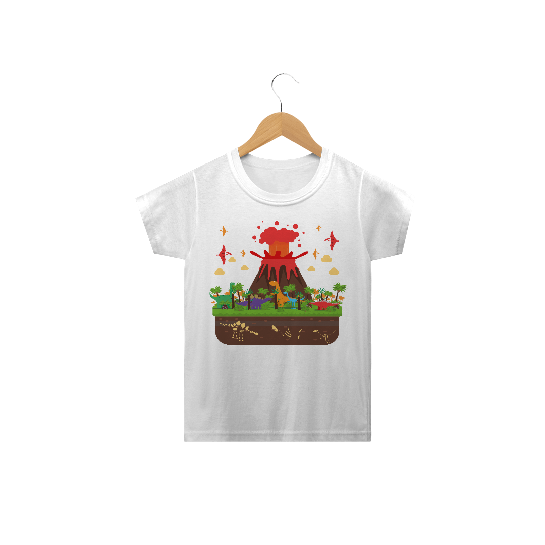 Nome do produto  Vulcão Jurássico | Camiseta Infantil | Camisetassauro