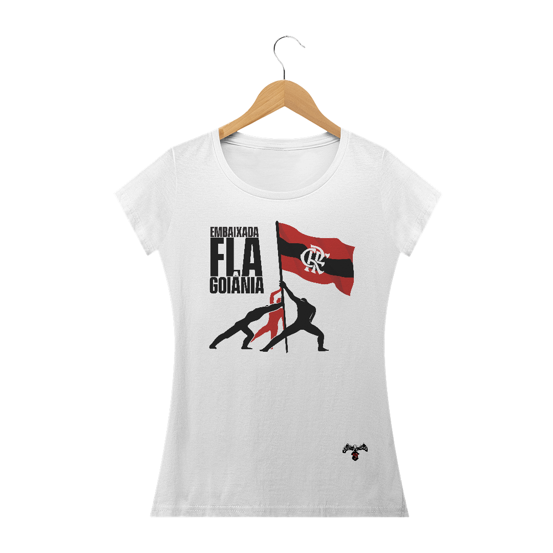 Nome do produto  T-shirt Feminina Branca da Embaixada Fla-Goiânia