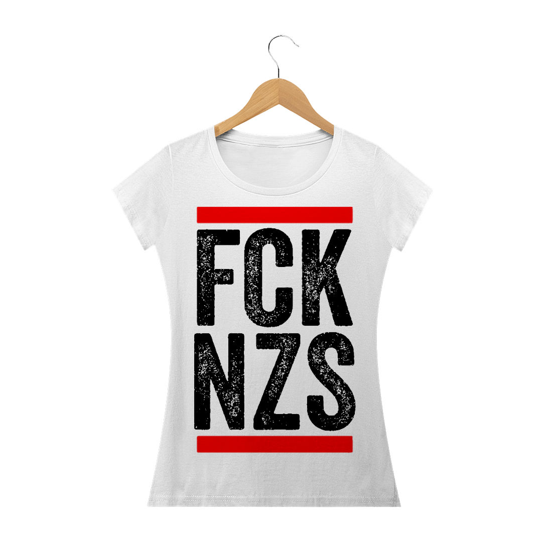Nome do produto  Baby Look FCK NZS (branca e cinza mescla)