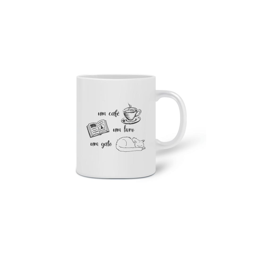 Nome do produto  Caneca - Café, Livro e Gato