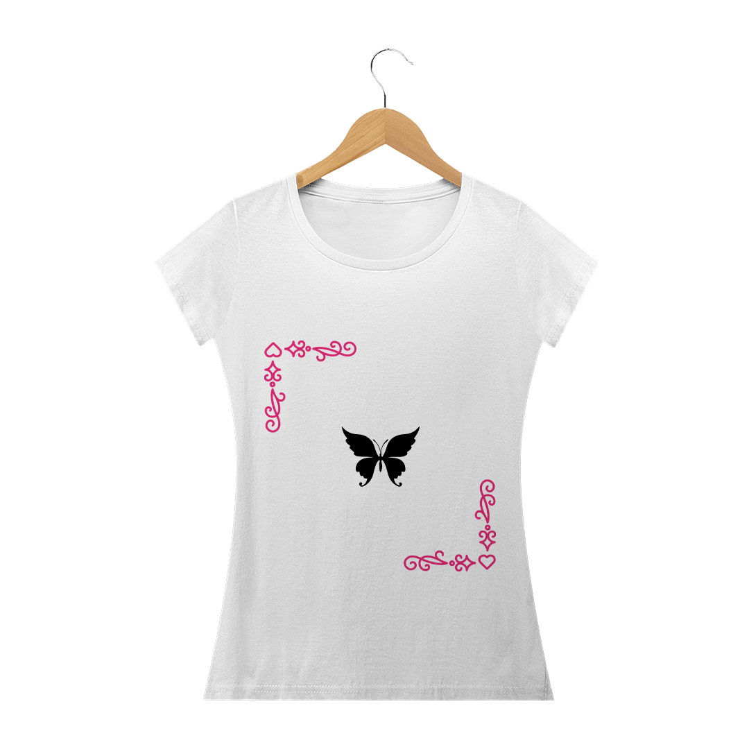 Nome do produto  Camiseta feminina borboleta preta
