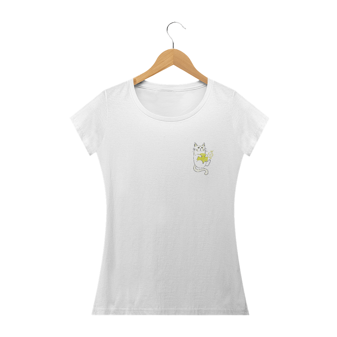 Nome do produto  Camiseta Feminina Prime | Gatinho Amarelo 02