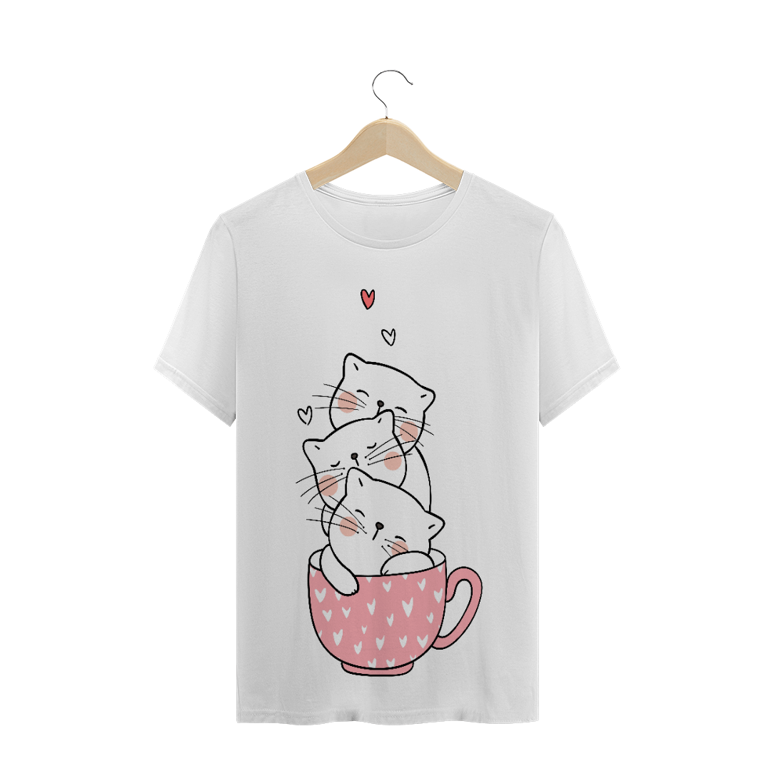Nome do produto  Camiseta Gatinhos na Xícara (gatos)