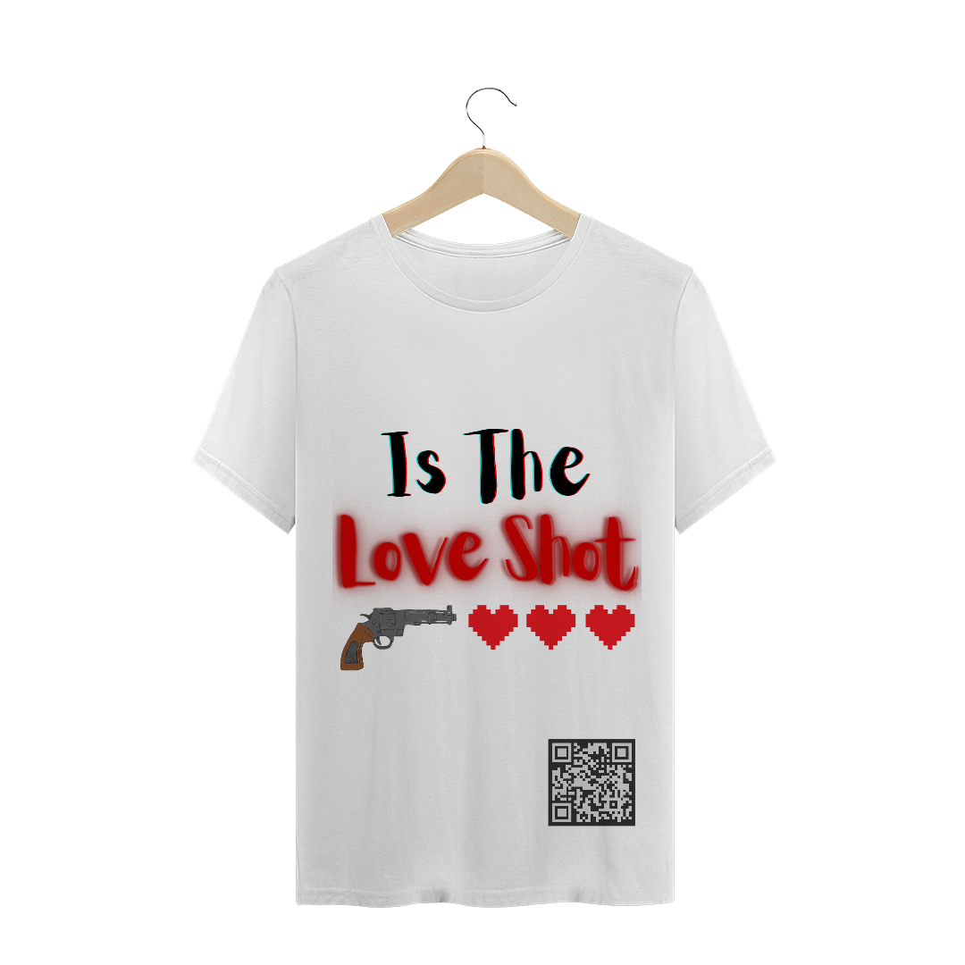 Nome do produto  Camisa Love Shot com QR Code (Branco)