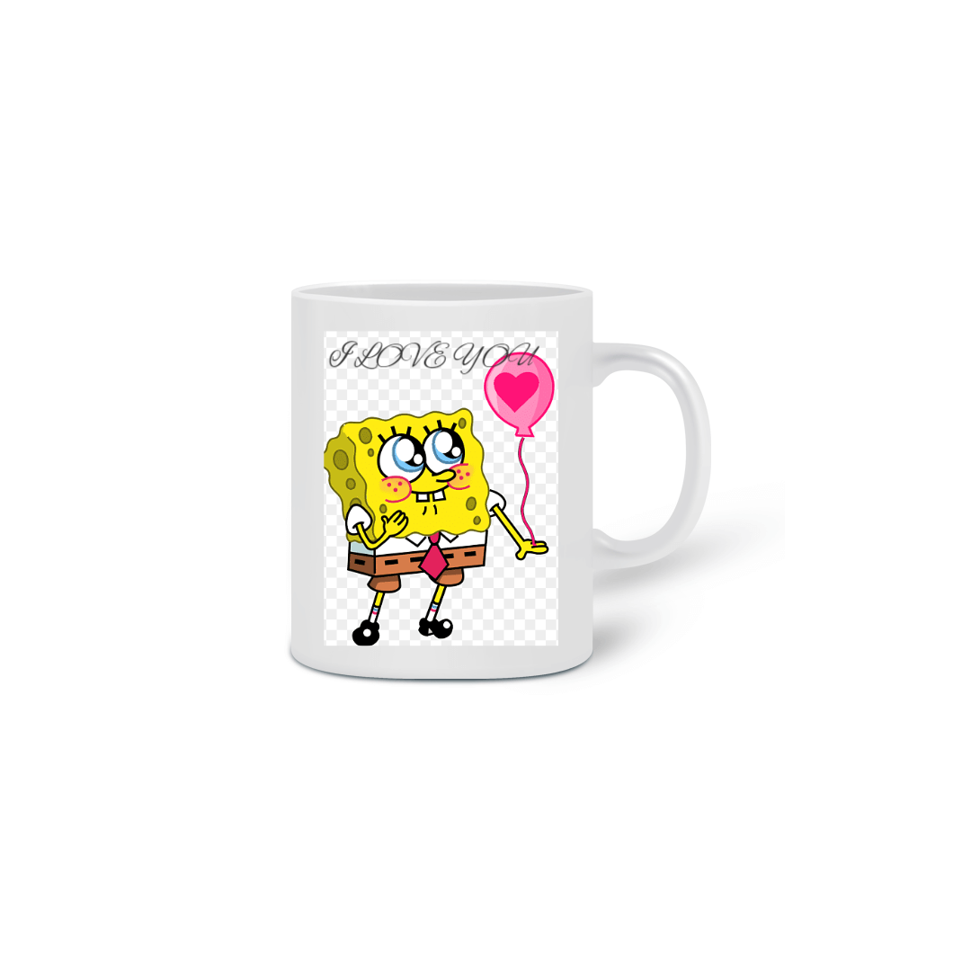 Nome do produto  Caneca Bob  esponja. I LOVE you!!