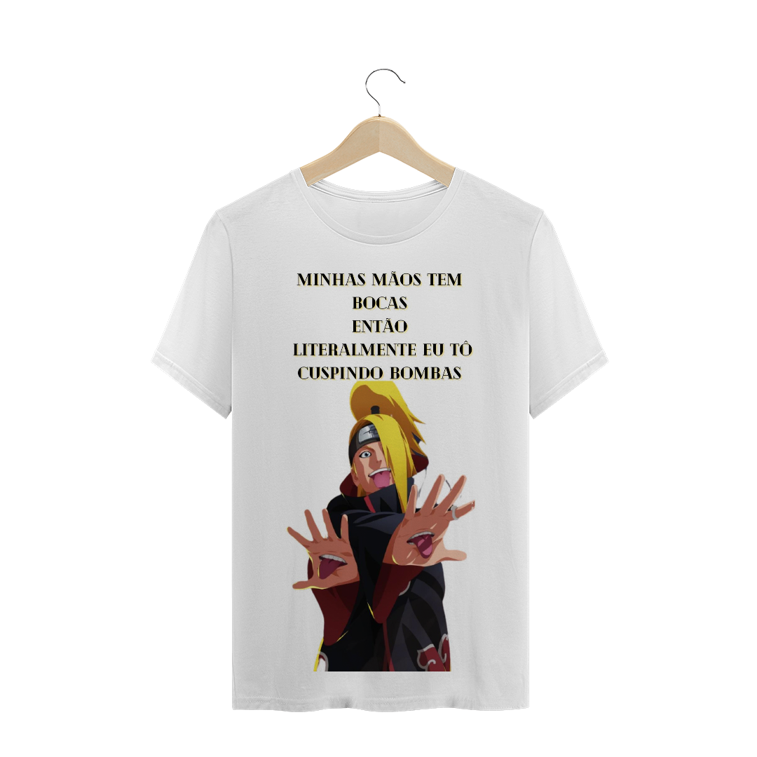 Nome do produto: CAMISA DEIDARA - MINHAS MÃOS TEM BOCAS (BRANCA)