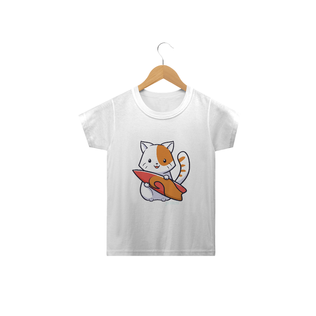 Nome do produto  Camiseta Gatinho Surf infantil 
