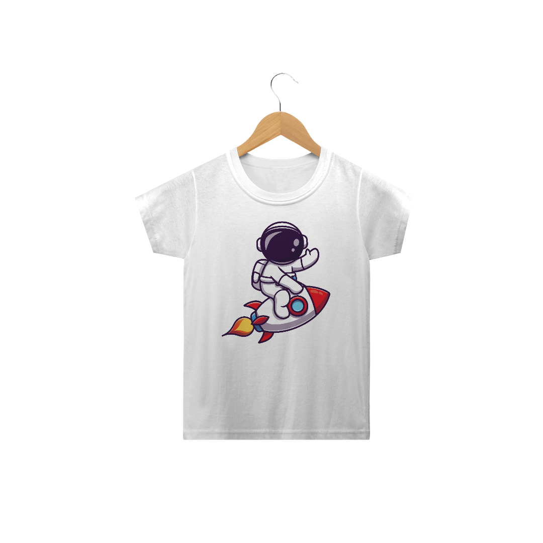Nome do produto: Astronauta no Foguete | Camiseta Infantil | Camisetassauro