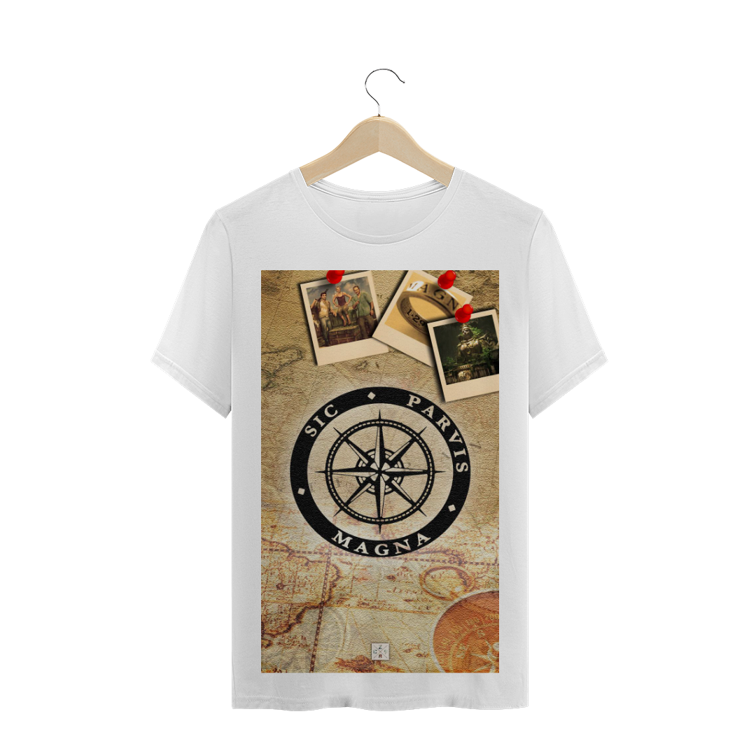 Nome do produto  camiseta masculina uncharted - Sic Parvis Magna