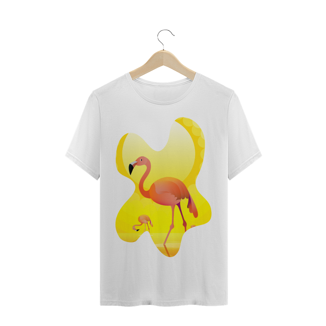 Nome do produto: Camiseta Quality Estampa Garça Rosa