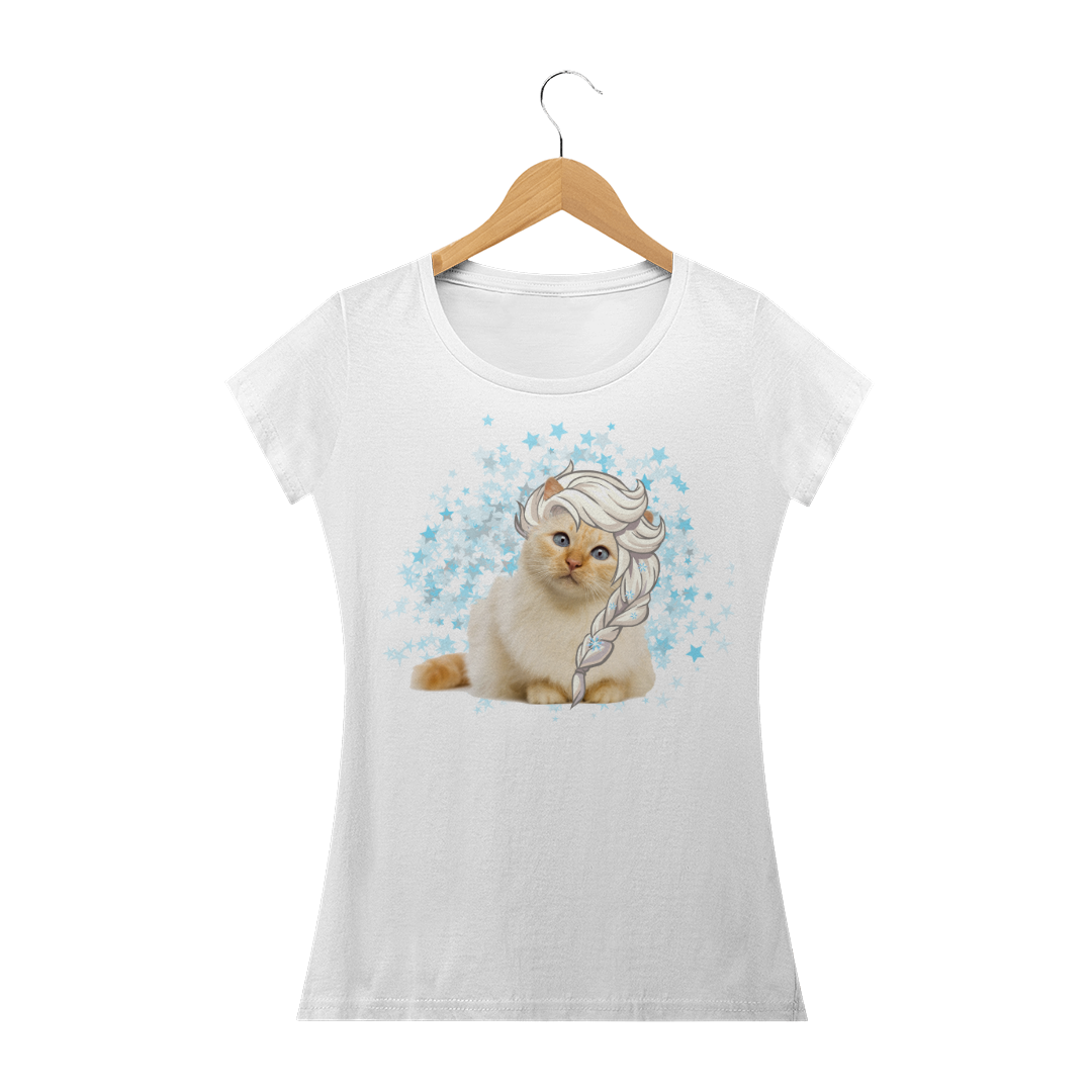 Nome do produto  Camiseta Feminina Elsa Gato!