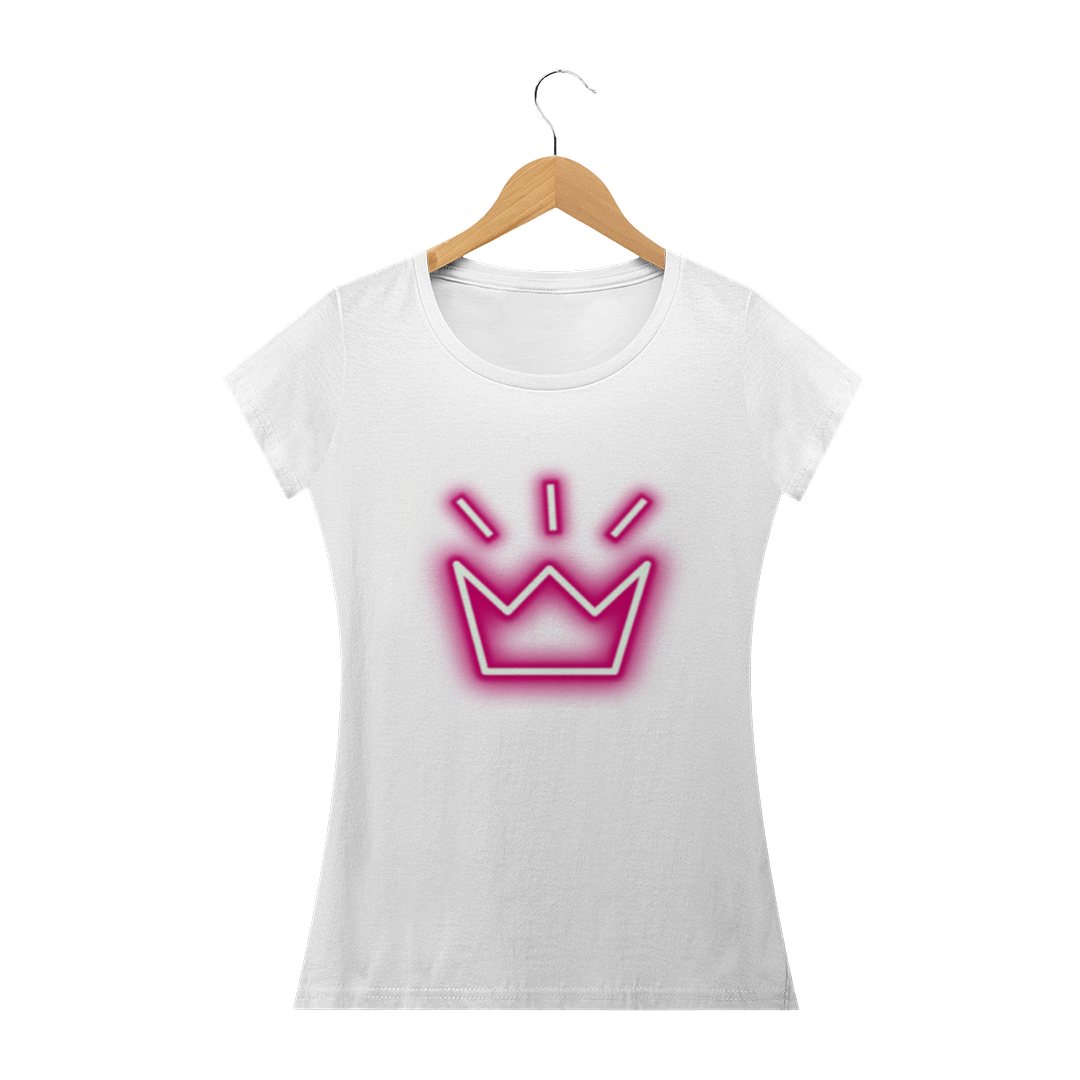 CAMISETA FEMININA BABY LONG COROA NEON