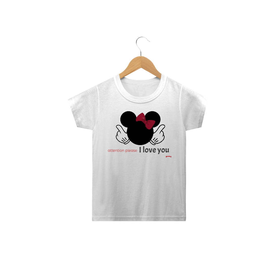Nome do produto  Camiseta Infantil Minie I Love You Tshirt Quality