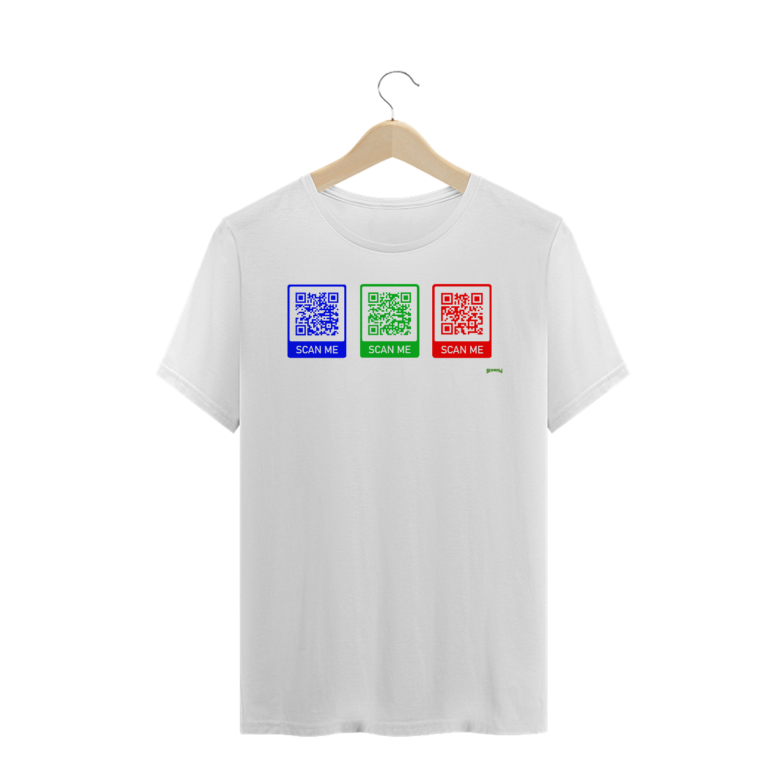 Nome do produto  Camiseta Unissex QR Code BrownJ Tshirt Quality