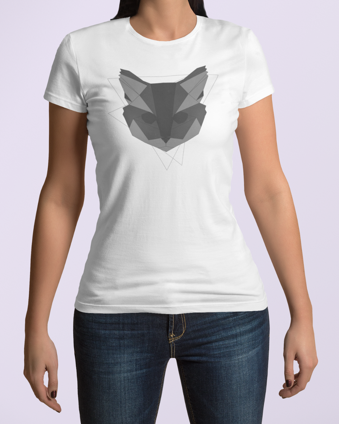 Nome do produto  Baby look Gato Geométrico Cinza