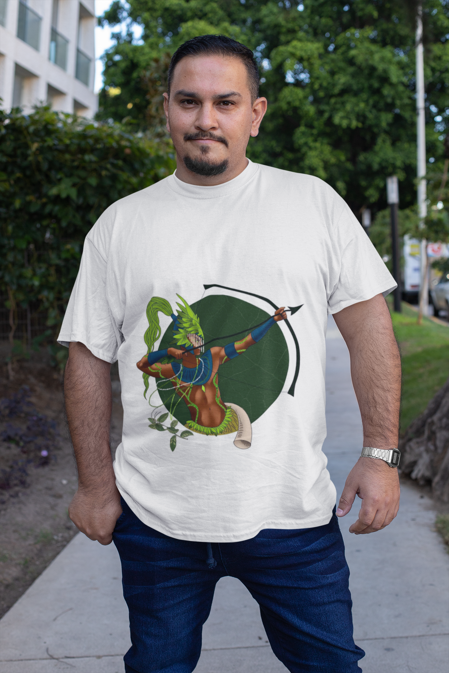 Camiseta do Orixá Oxóssi (Modelo Plus Size)