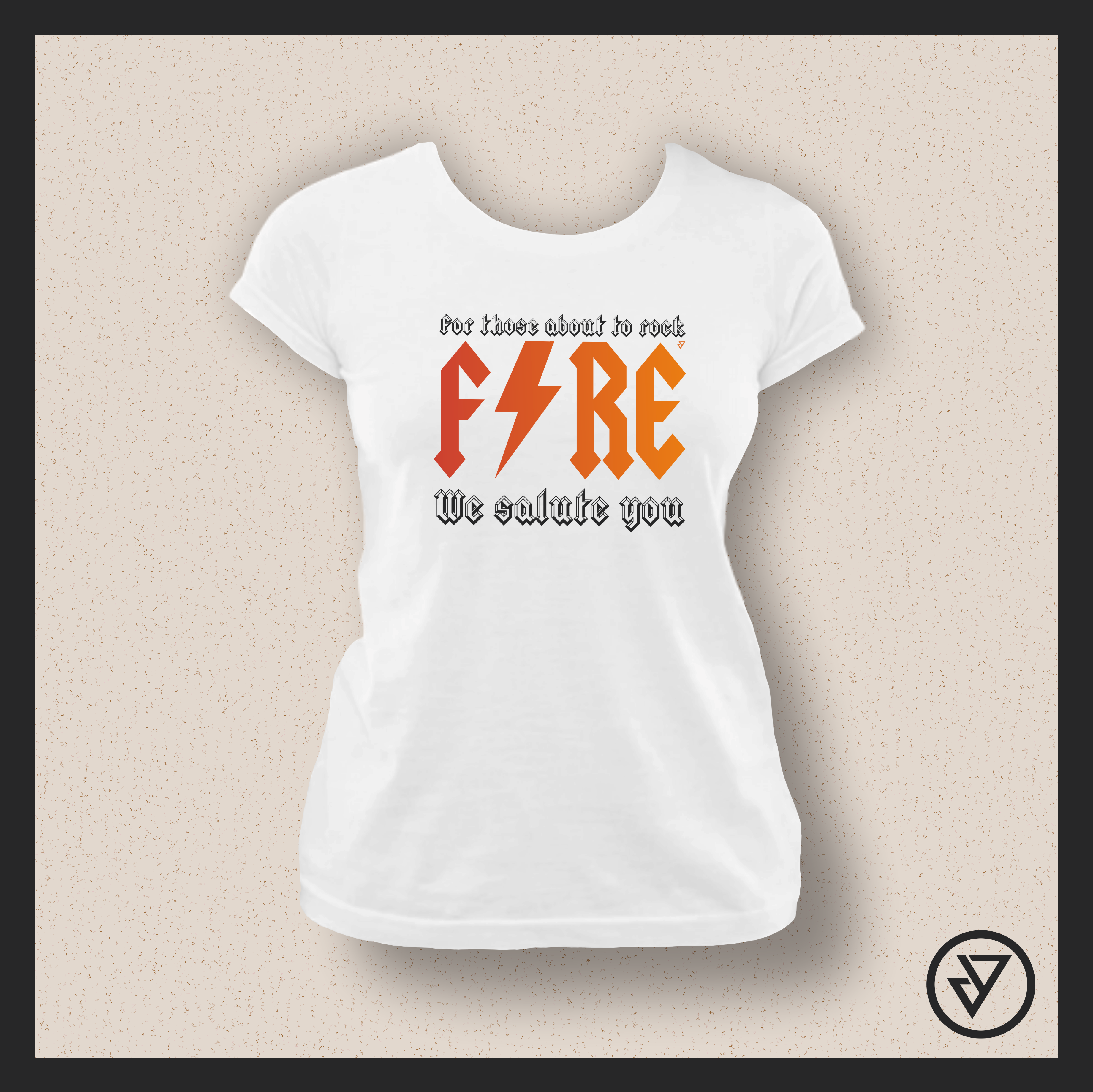 Camisa Feminina AC/DC - FIRE! (We Salute You) - Branca