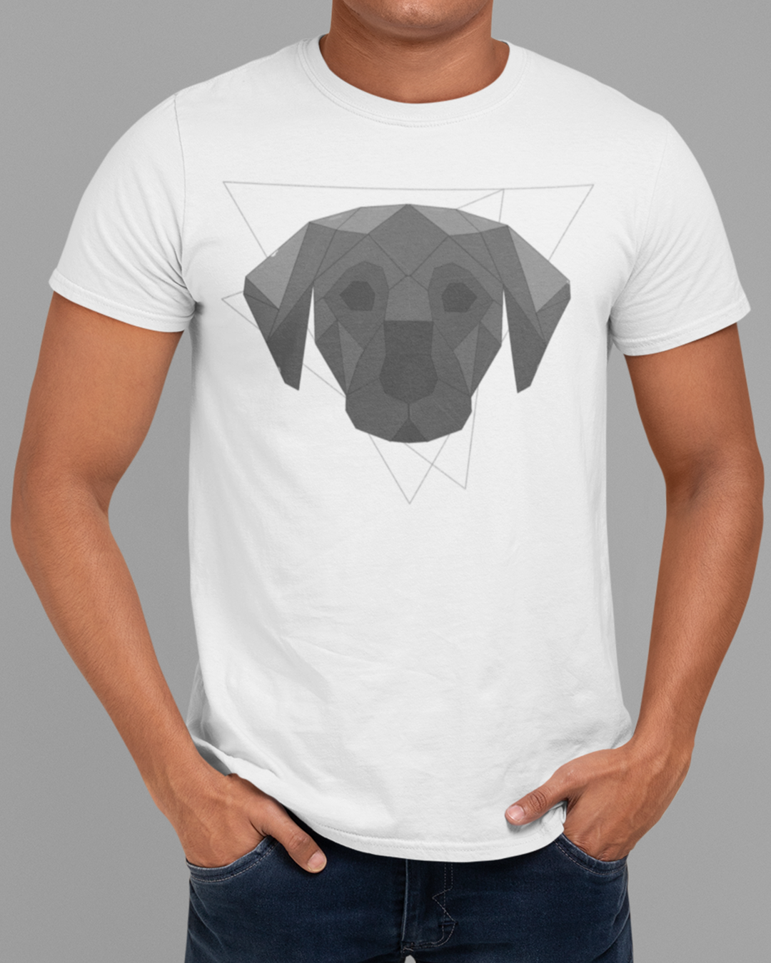 Nome do produto  Camiseta Cachorro Cinza Geométrico