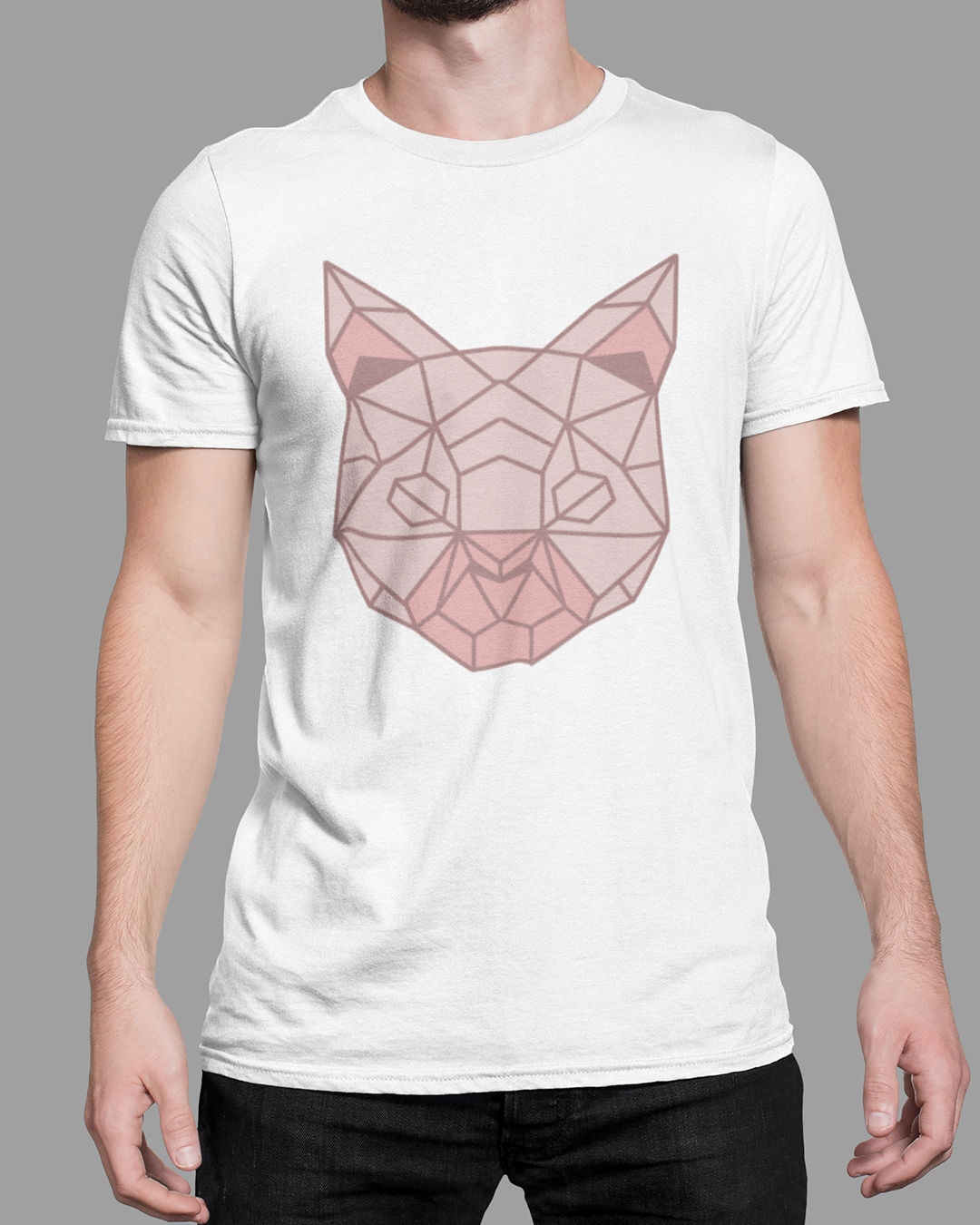Nome do produto  Camiseta Gato Rosa Geométrico