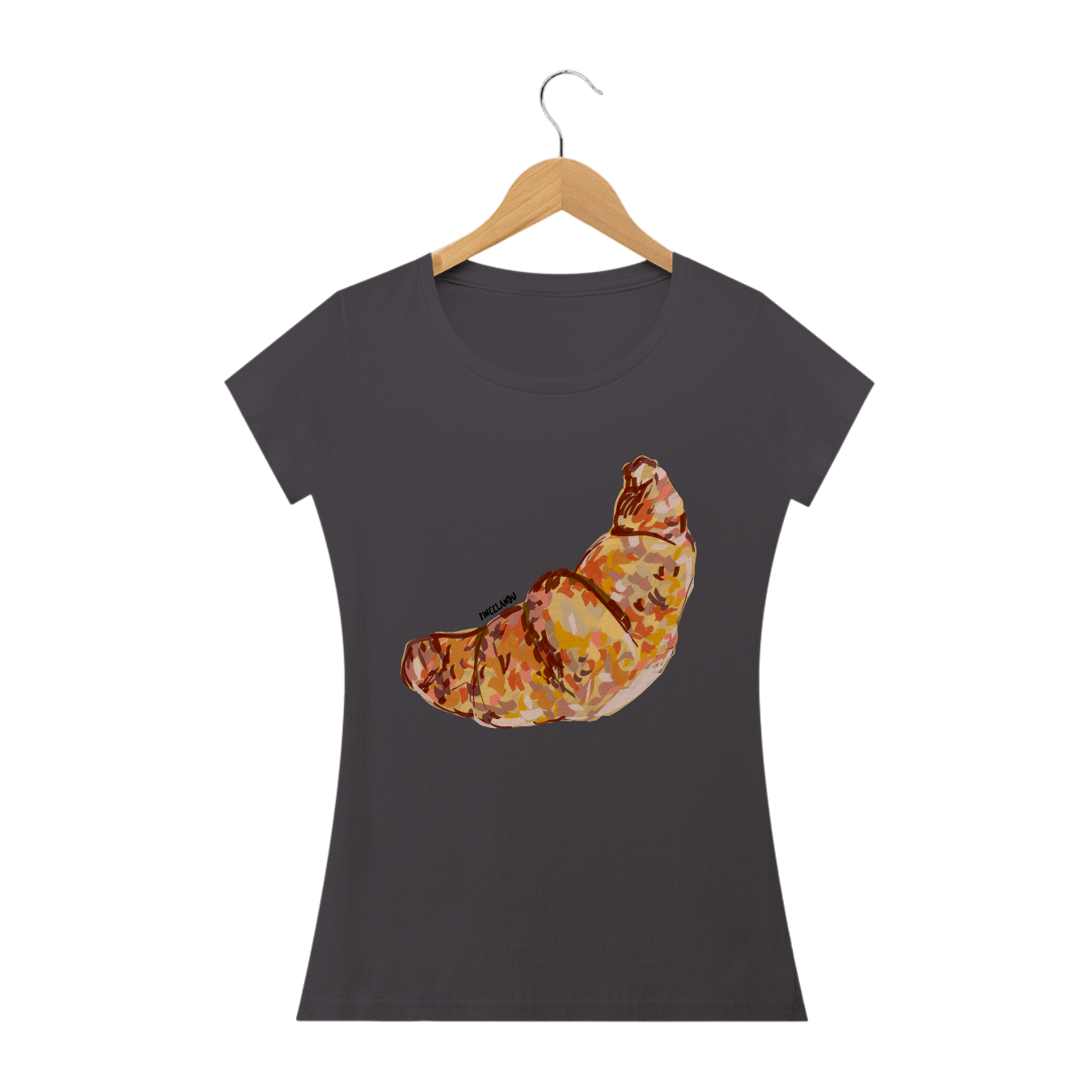 Nome do produto  Camiseta estonada baby long feminina Croissant Pincelandu