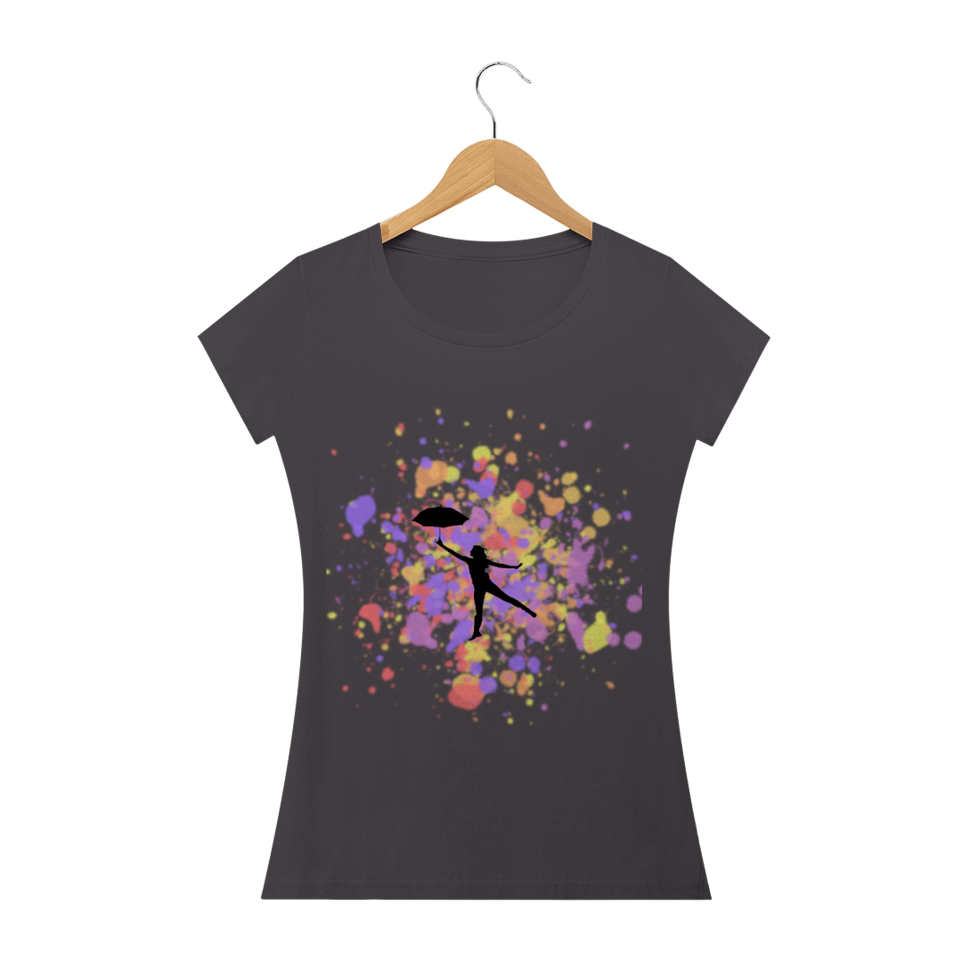 Chuva Camiseta Baby look Estonada Feminina