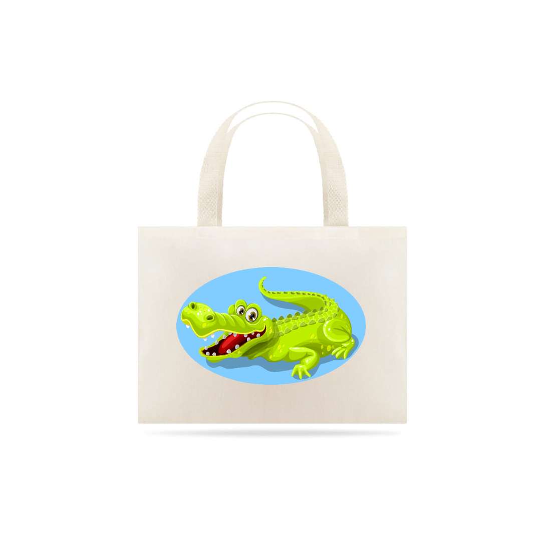 Bolsa Eco Bag Grande Estampa Jacaré Sorrindo