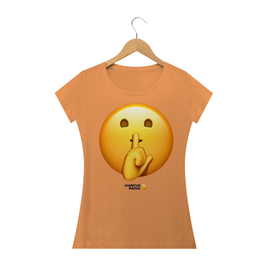 Nome do produto  Camiseta Emoji Shhh fem.