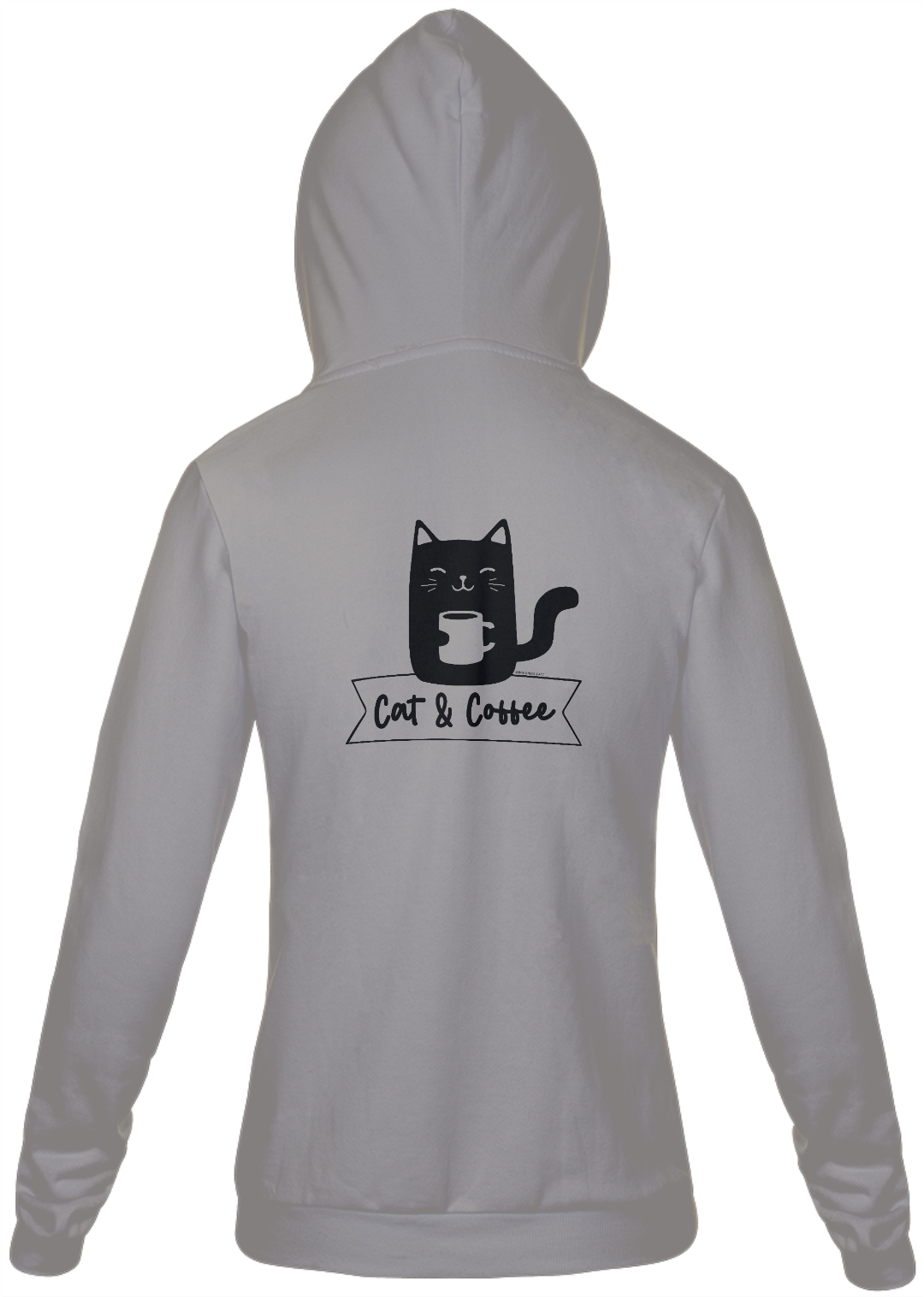 Nome do produto  Moletom Feminino com capuz | Cat and Coffee Black