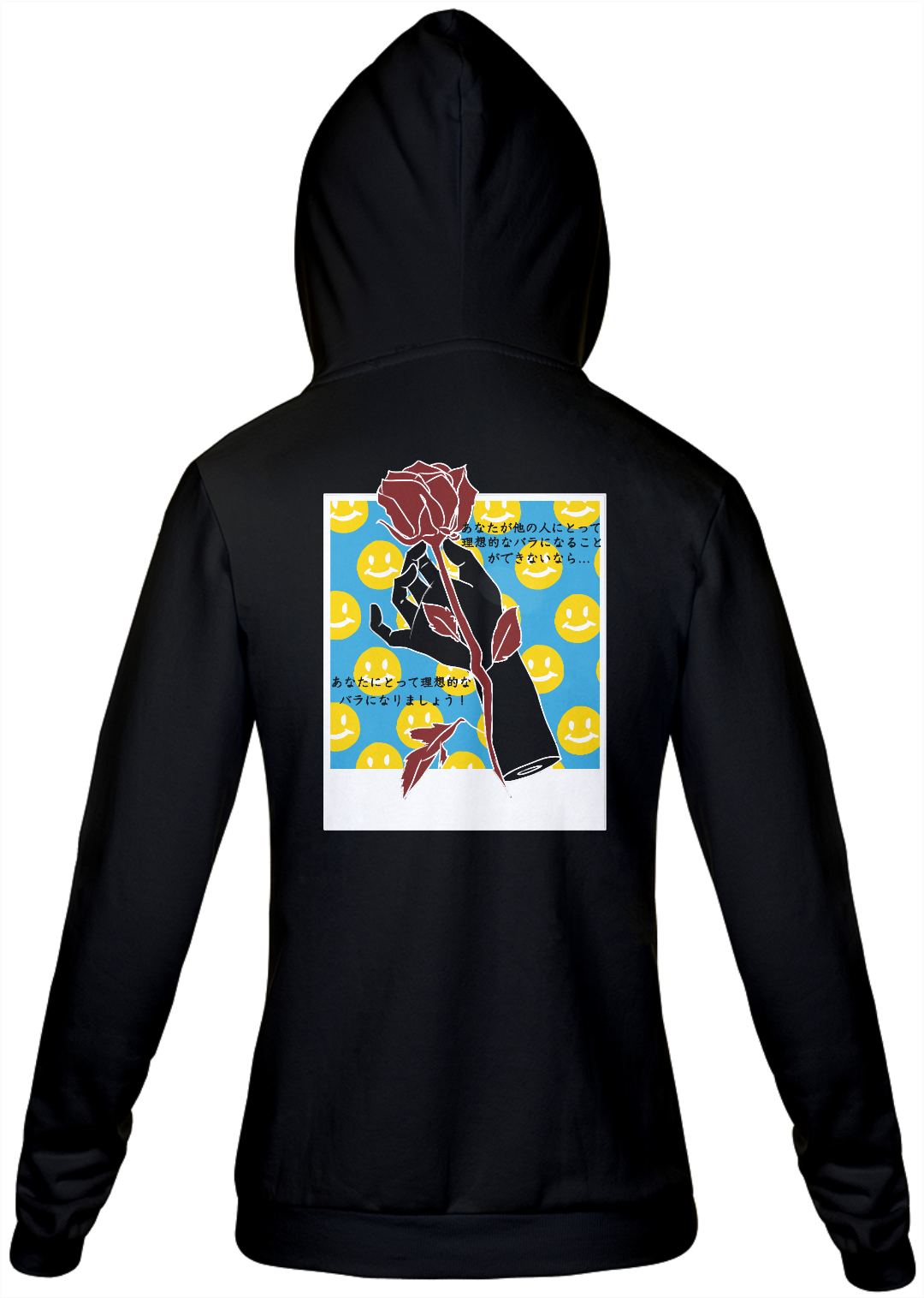 Moletom feminino preto Kanji rosa gótico