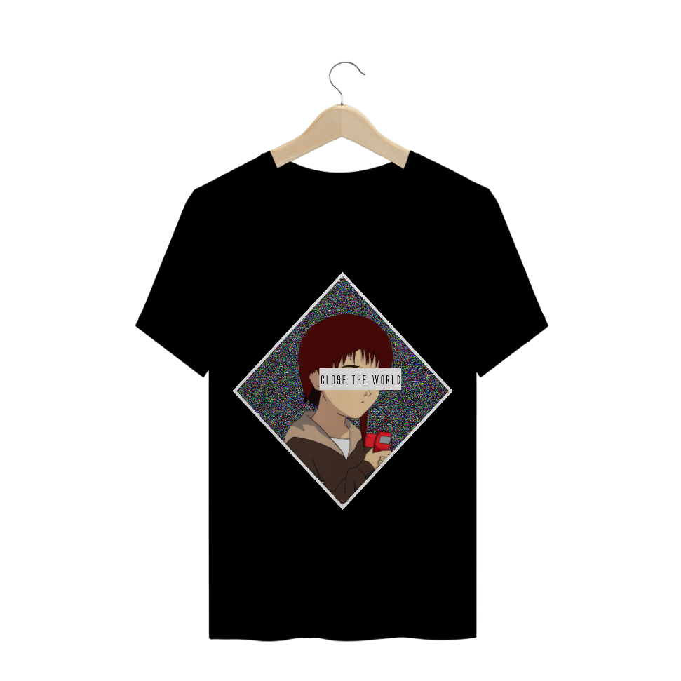 Nome do produto  Camiseta Básica ✪ - Close the world (Lain)