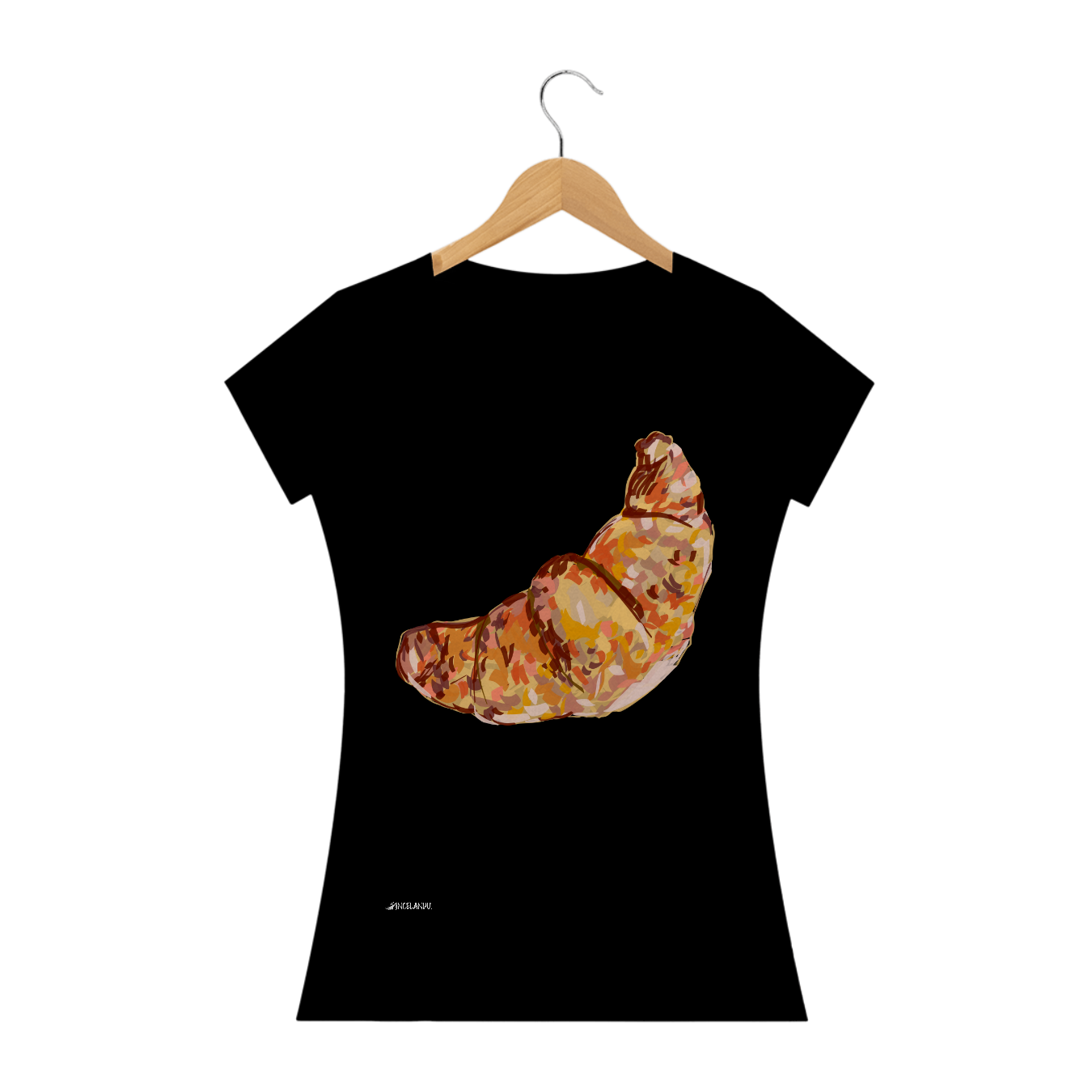 Nome do produto  Camiseta feminina arte Croissant Pincelandu