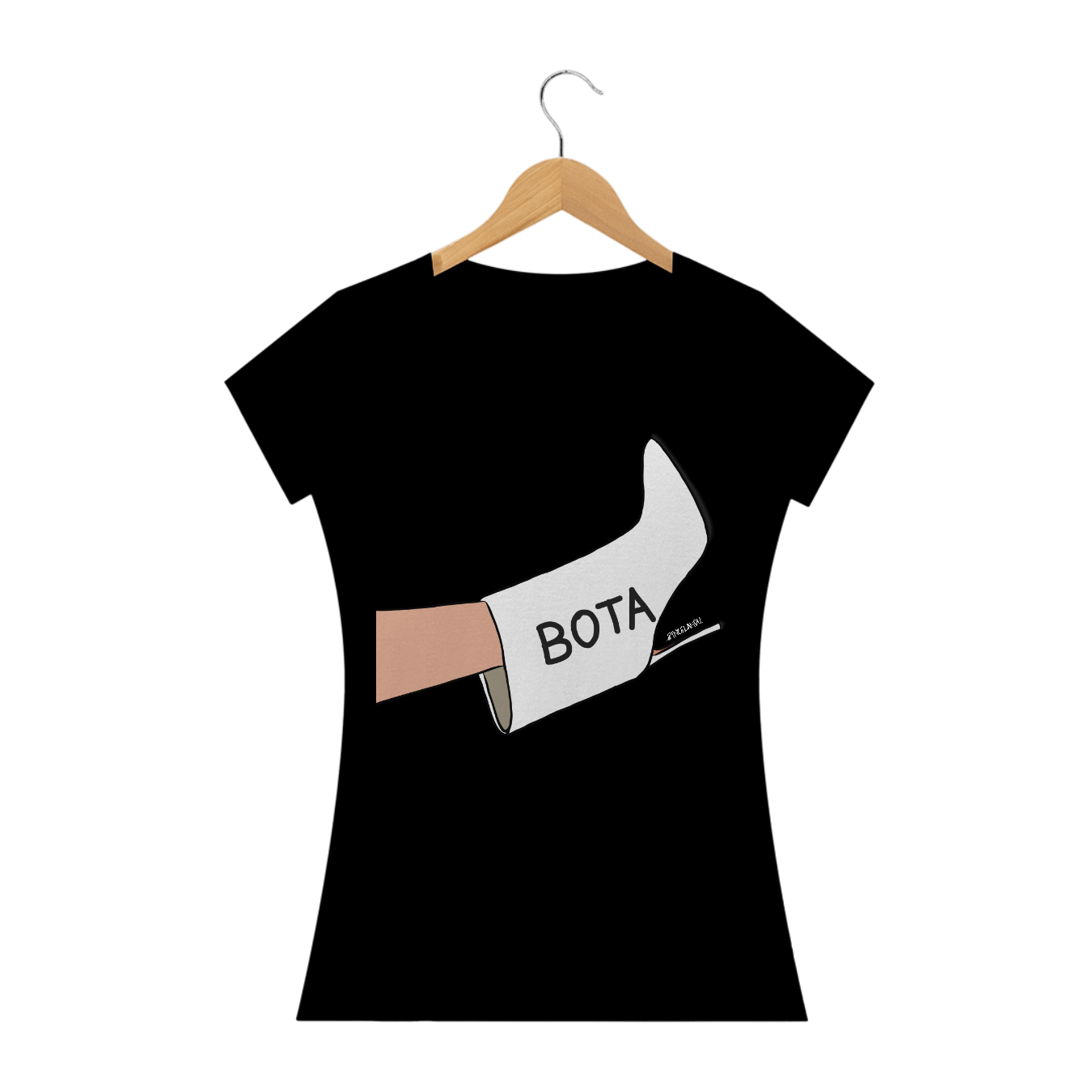 Nome do produto  Camiseta baby long arte BOTA preta Pincelandu